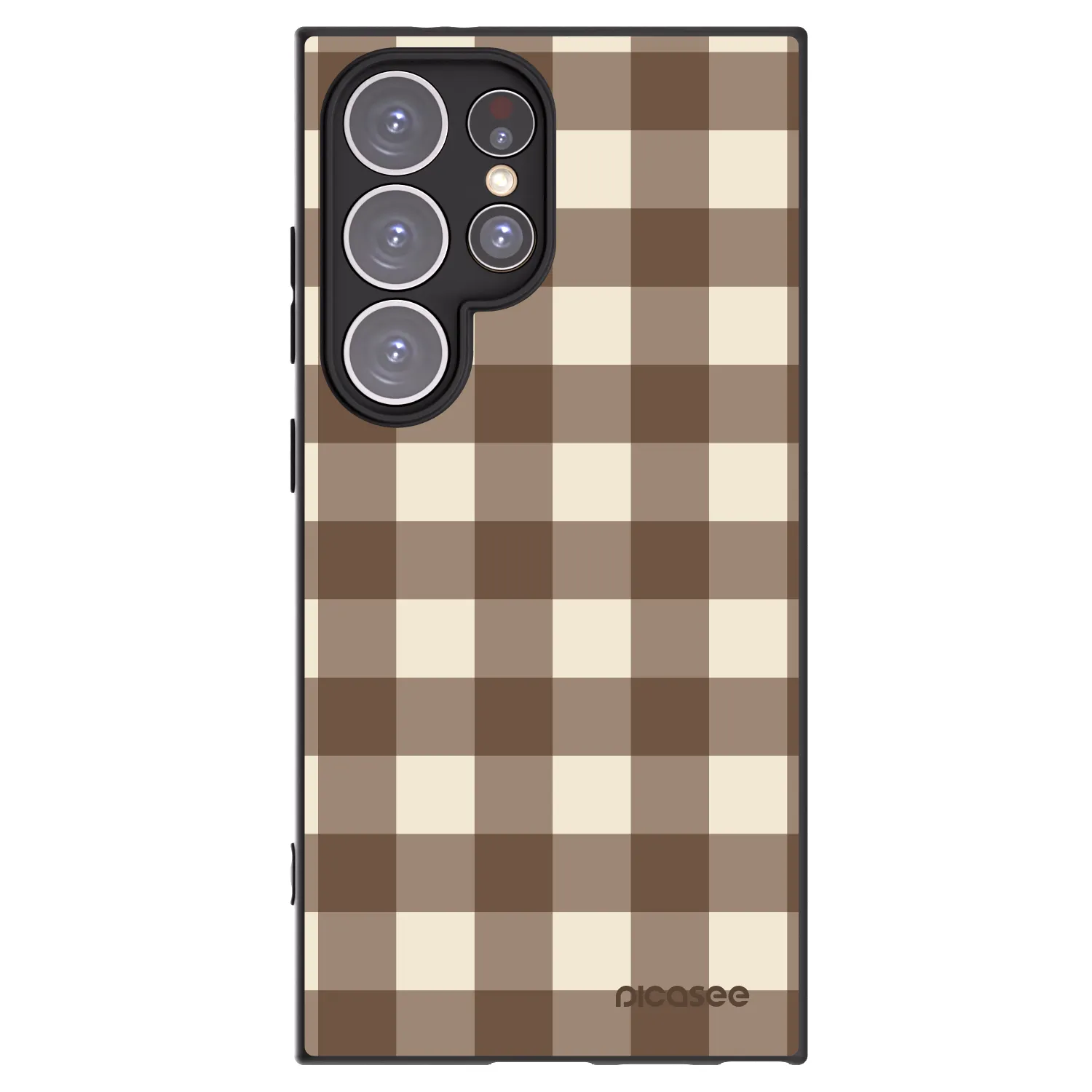 Picasee Samsung Galaxy S24 Ultra S928B 5G Hülle - Schwarzes Silikon - Brown grid