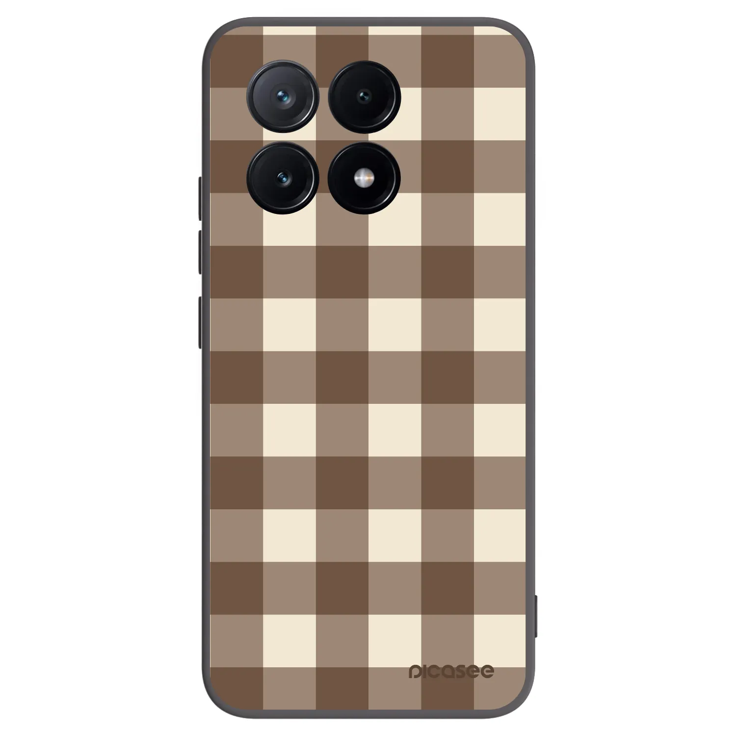 Picasee Xiaomi Poco X6 Pro Hülle - Schwarzes Silikon - Brown grid