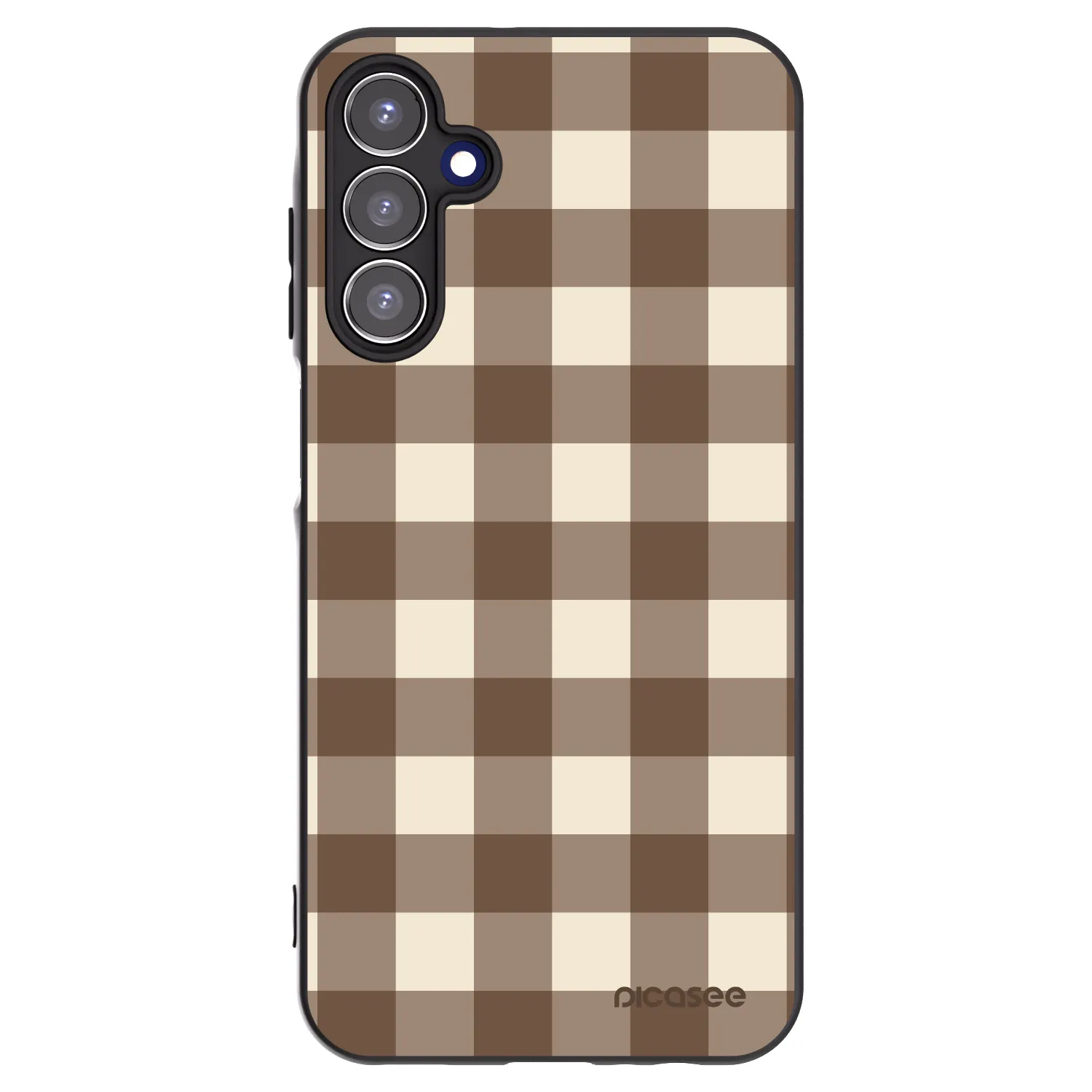 Picasee Samsung Galaxy A15 A155F 4G Hülle - Schwarzes Silikon - Brown grid