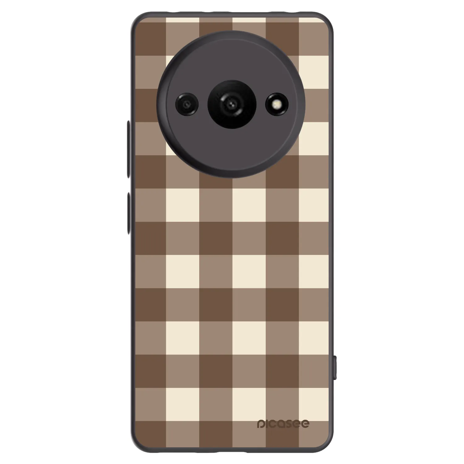 Picasee Xiaomi Redmi A3 Hülle - Schwarzes Silikon - Brown grid