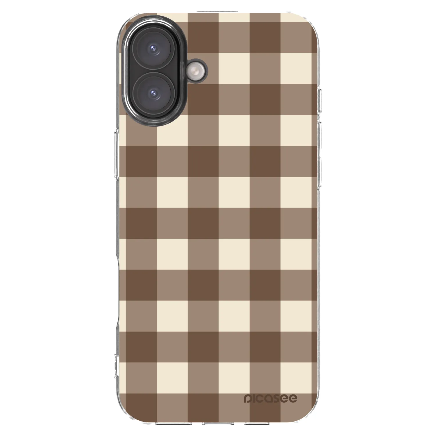 Picasee Apple iPhone 16 Plus Hülle - Transparentes Silikon - Brown grid