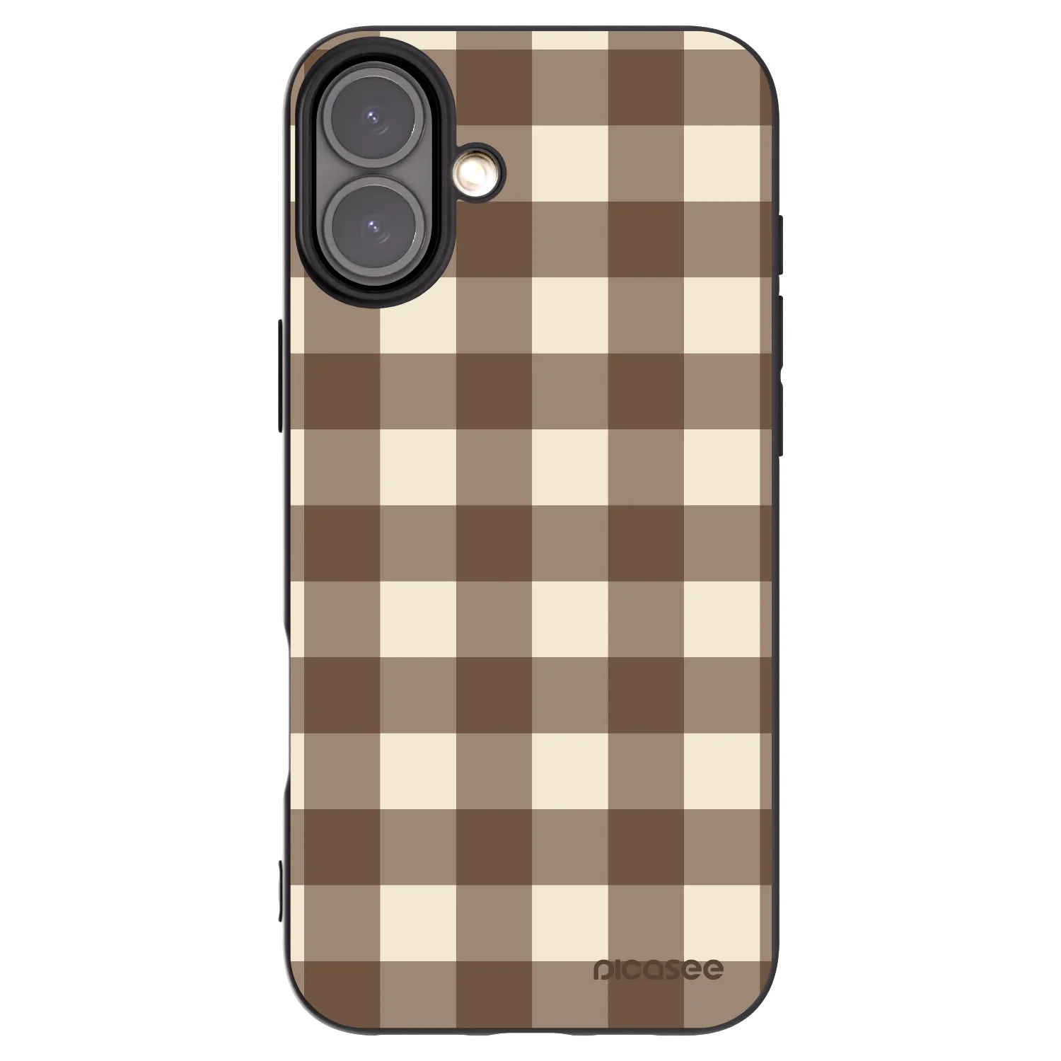 Picasee Apple iPhone 16 Plus Hülle - Schwarzes Silikon - Brown grid