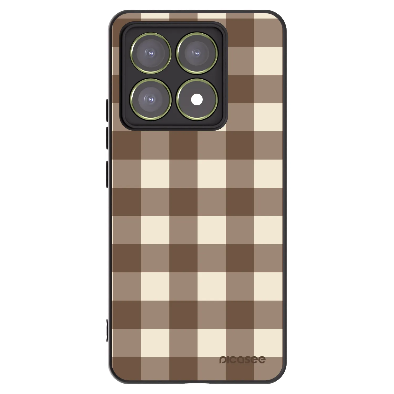 Picasee Xiaomi 14T Hülle - Schwarzes Silikon - Brown grid