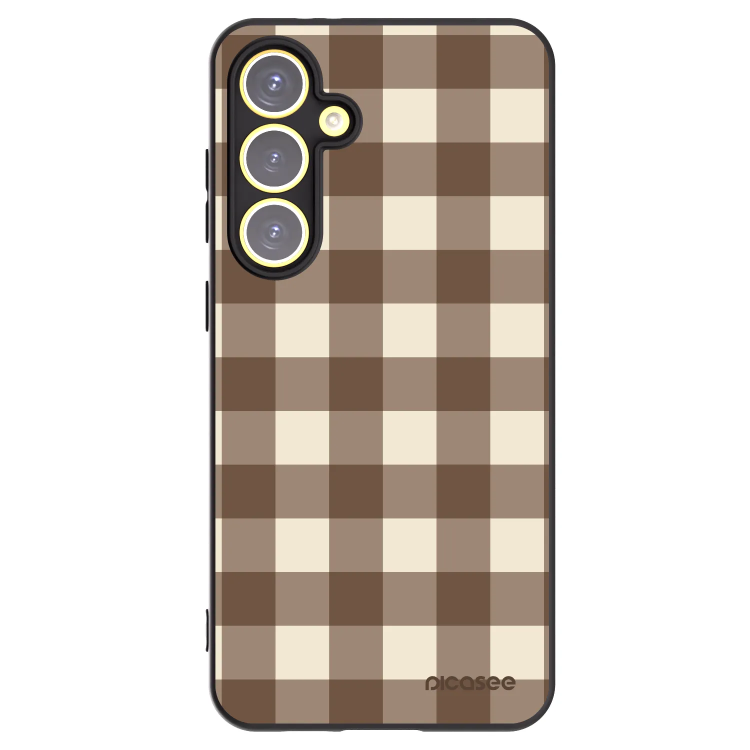 Picasee Samsung Galaxy S24 FE S721B Hülle - Schwarzes Silikon - Brown grid