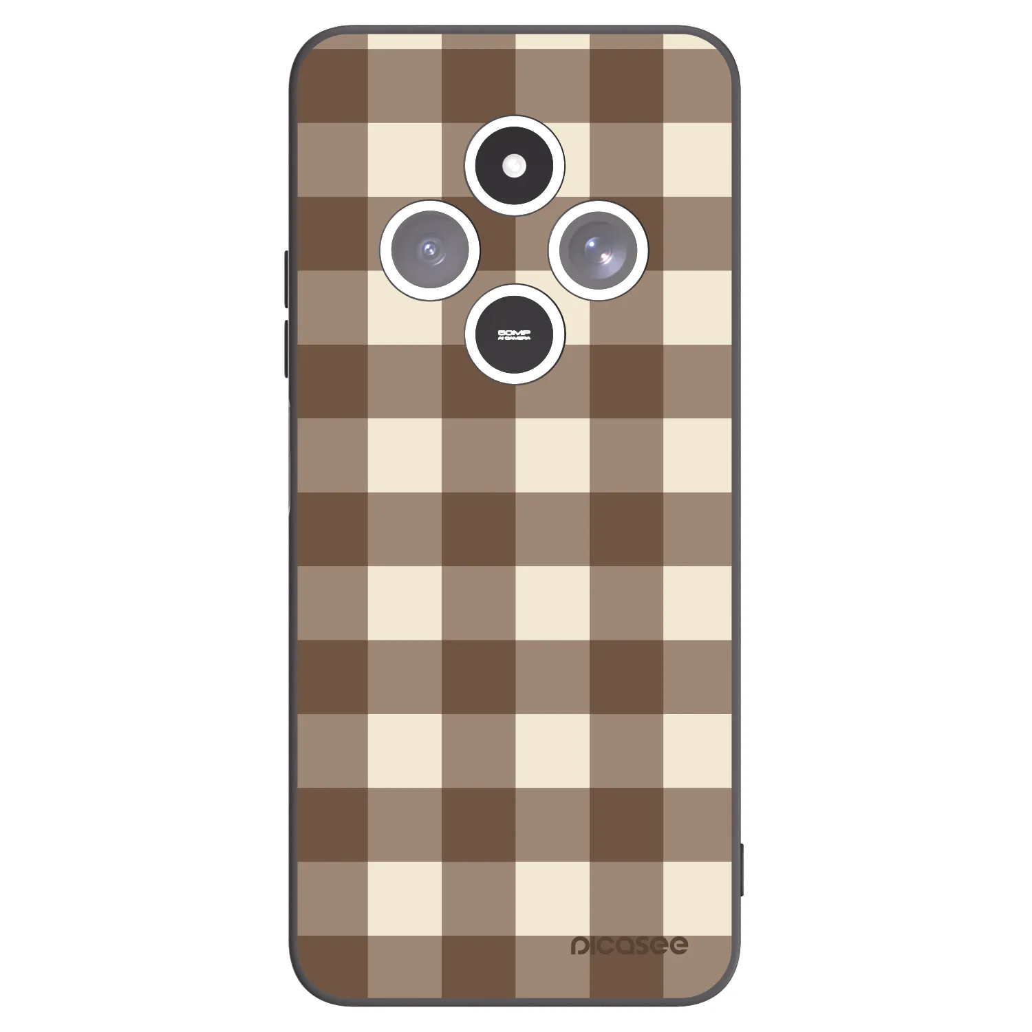 Picasee Xiaomi Redmi 14C Hülle - Schwarzes Silikon - Brown grid