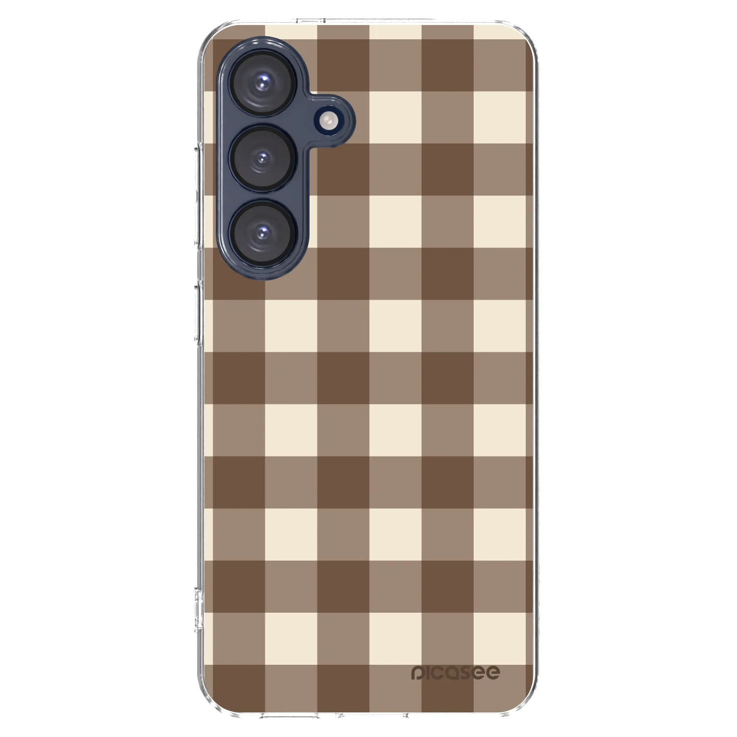 Picasee Samsung Galaxy S25 5G Hülle - Transparentes Silikon - Brown grid