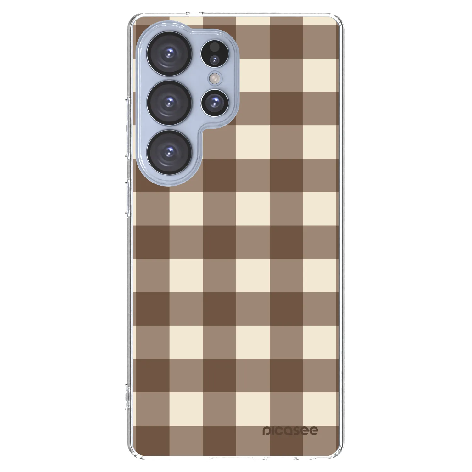 Picasee Samsung Galaxy S25 Ultra 5G Hülle - Transparentes Silikon - Brown grid