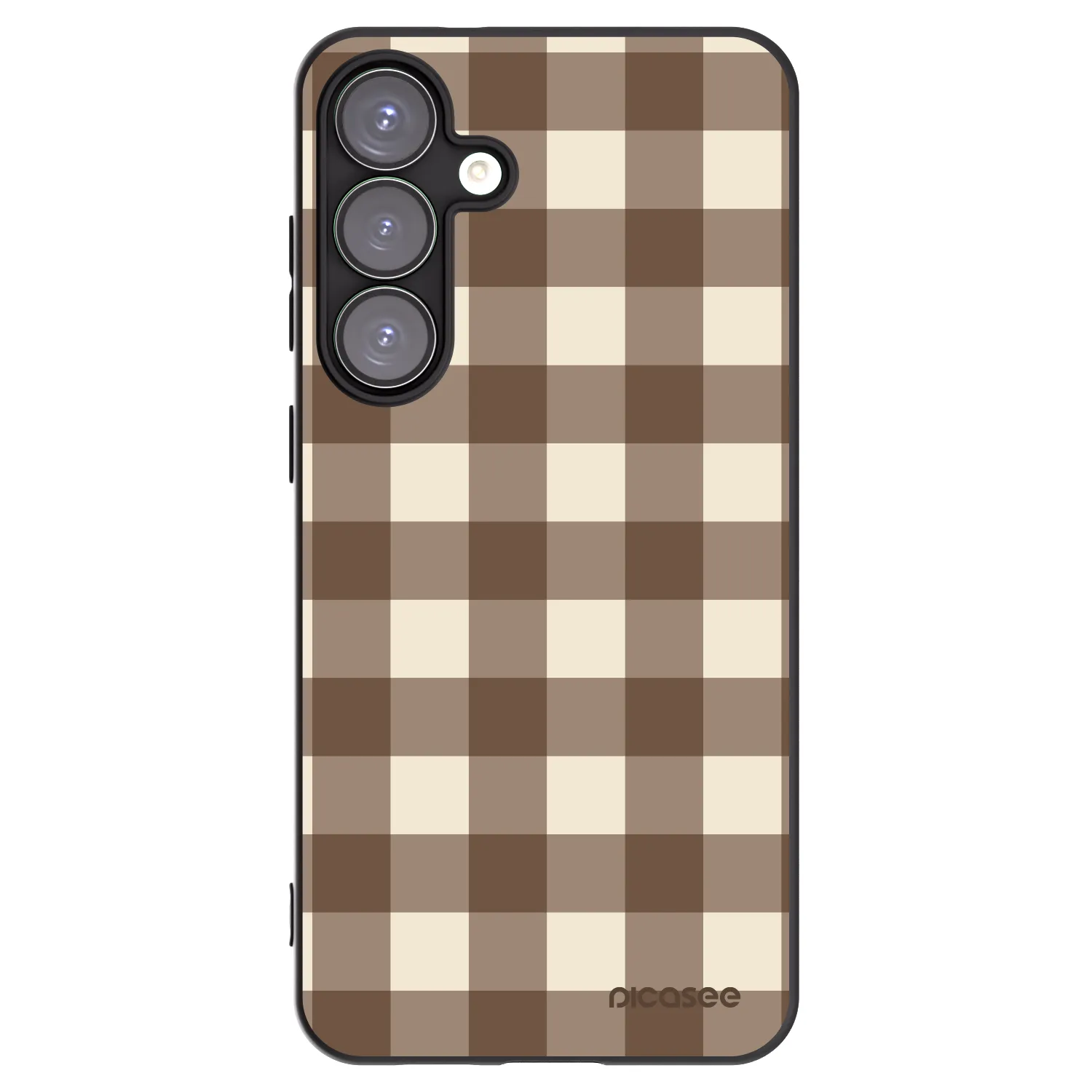 Picasee Samsung Galaxy S25+ 5G Hülle - Schwarzes Silikon - Brown grid