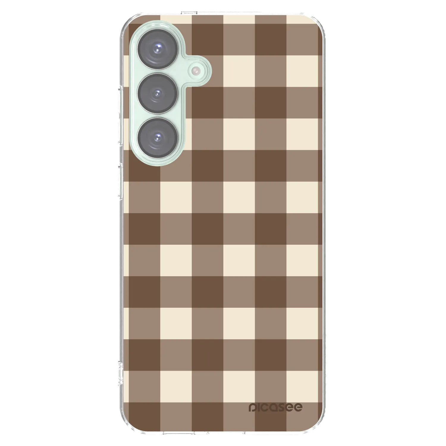 Picasee Samsung Galaxy S25+ 5G Hülle - Transparentes Silikon - Brown grid