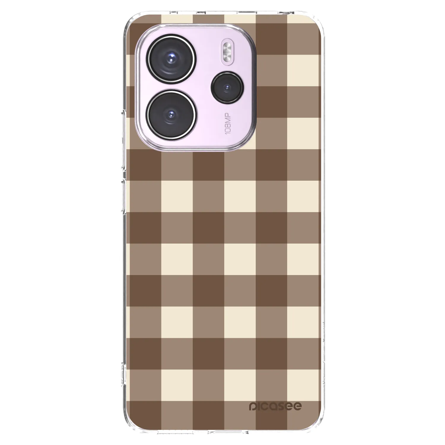 Picasee Xiaomi Redmi Note 14 4G Hülle - Transparentes Silikon - Brown grid