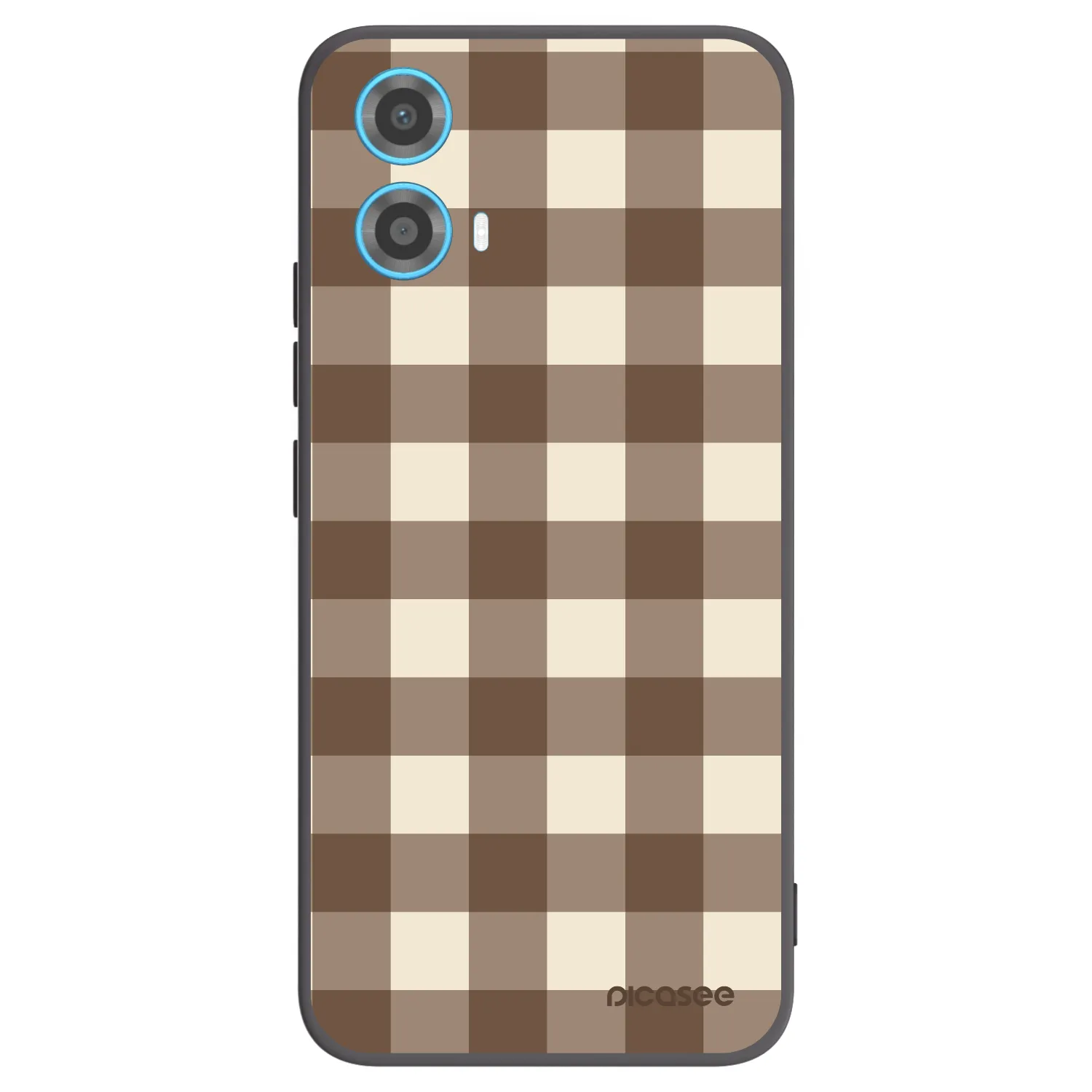 Picasee Motorola Moto G34 5G Hülle - Schwarzes Silikon - Brown grid