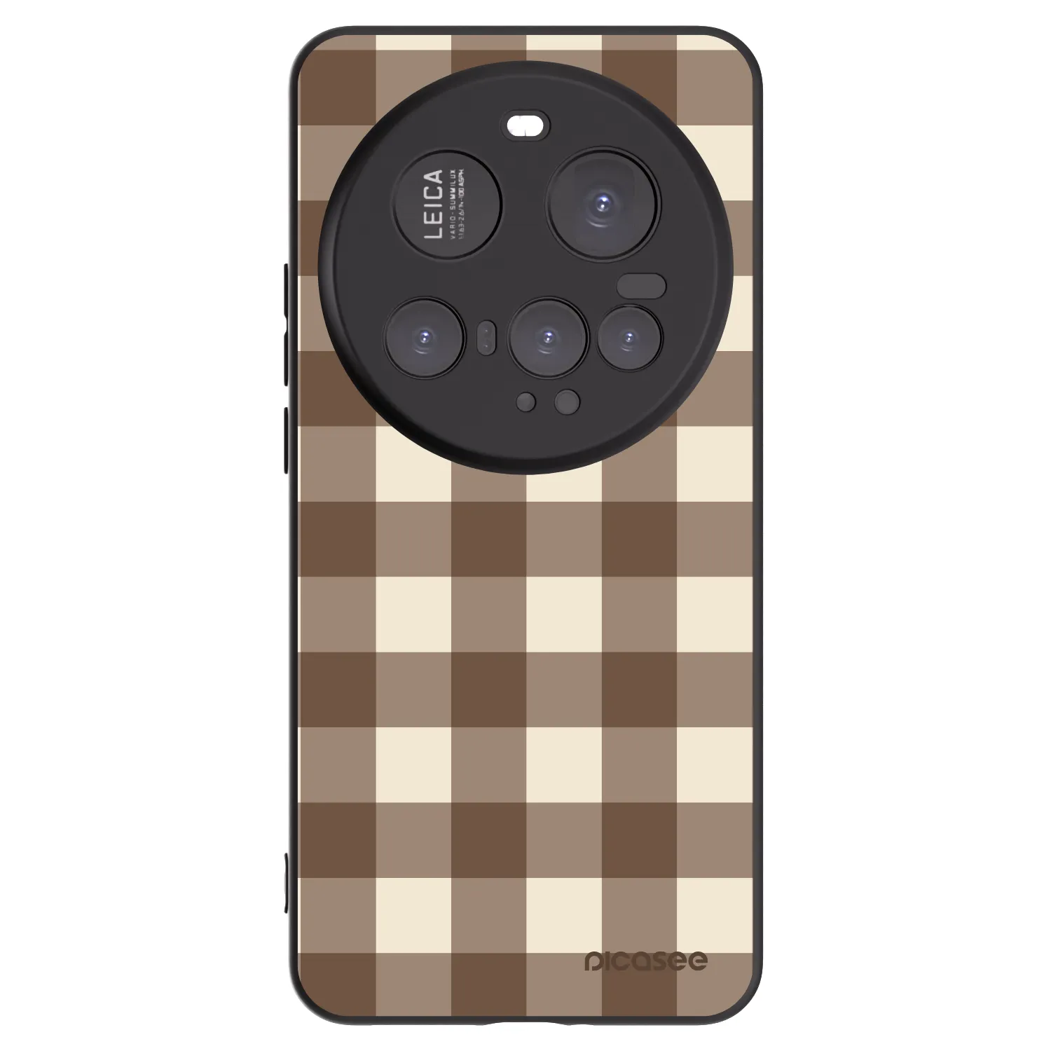 Picasee Xiaomi 15 Ultra Hülle - Schwarzes Silikon - Brown grid