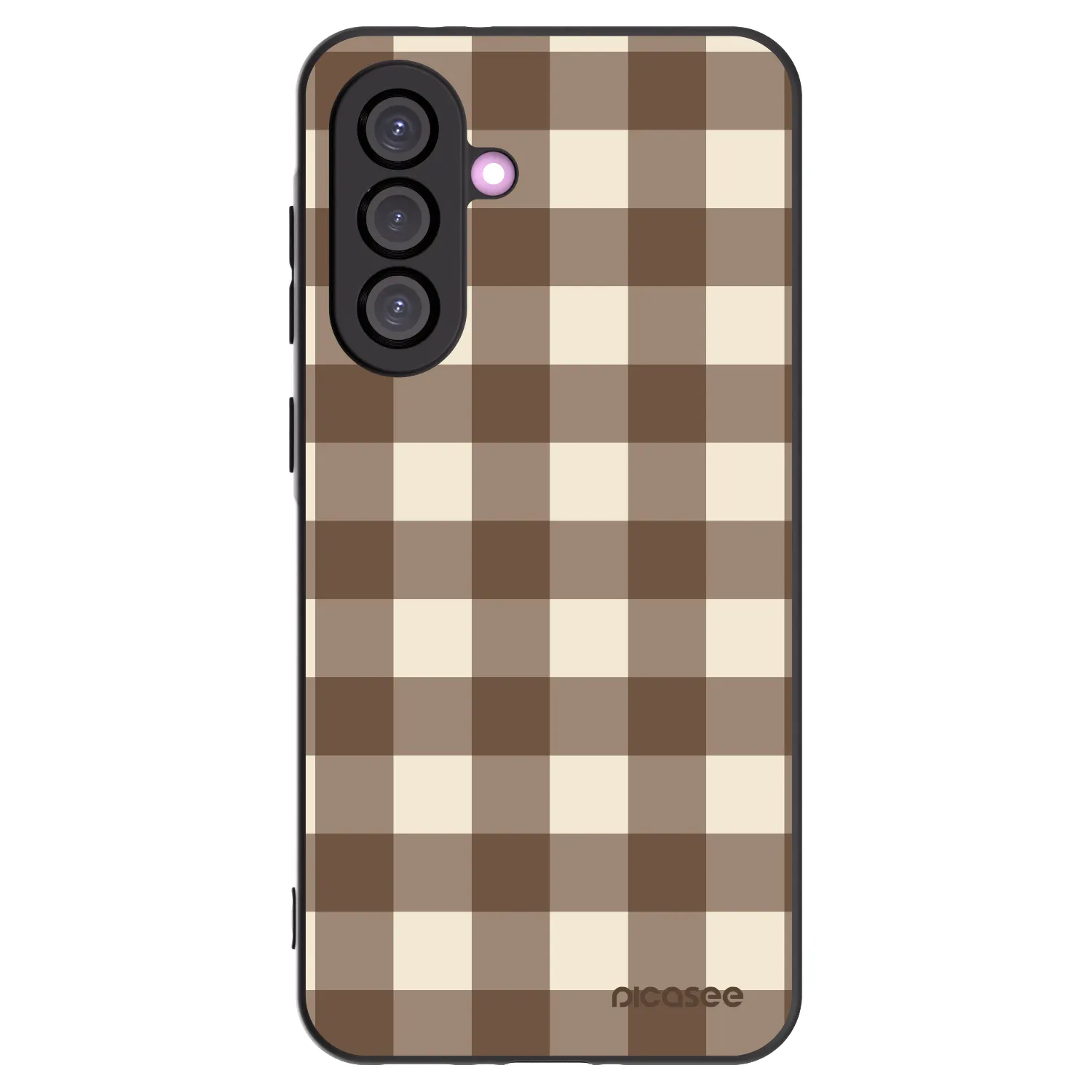 Picasee Samsung Galaxy A36 5G Hülle - Schwarzes Silikon - Brown grid