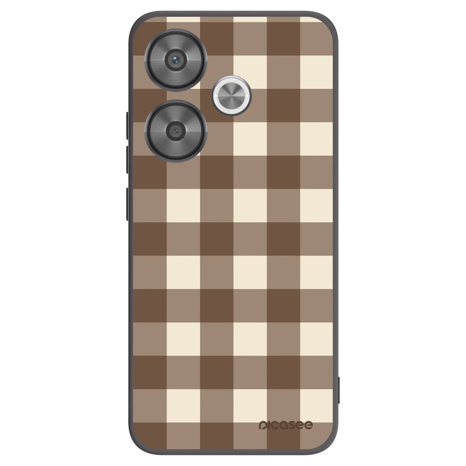 Picasee Xiaomi Poco F6 Hülle - Schwarzes Silikon - Brown grid