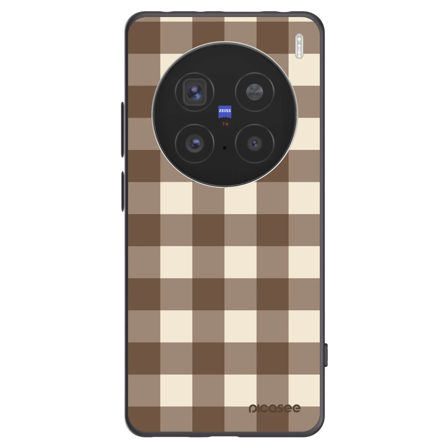 Picasee Vivo X200 Pro Hülle - Schwarzes Silikon - Brown grid