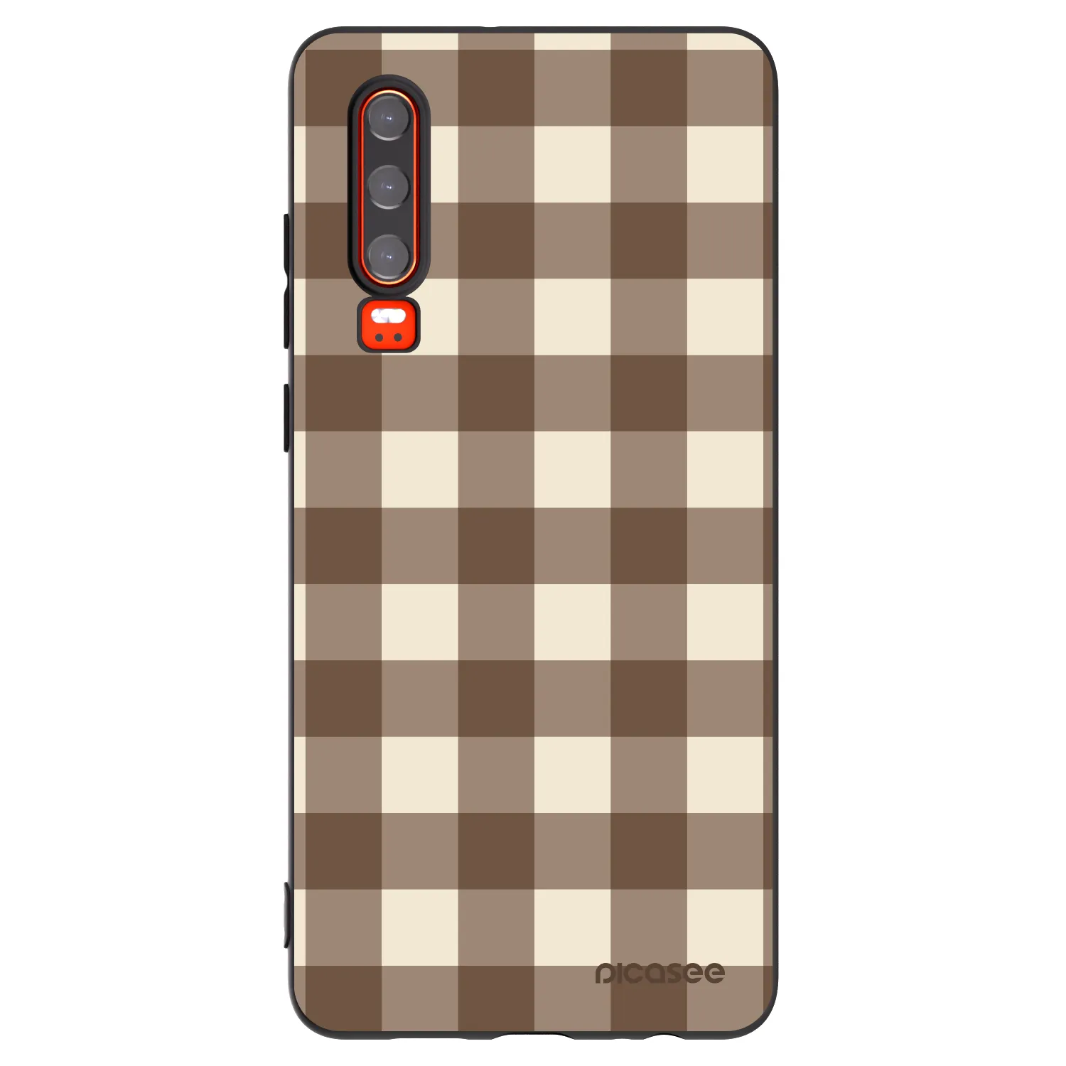 Picasee Huawei P30 Hülle - Schwarzes Silikon - Brown grid