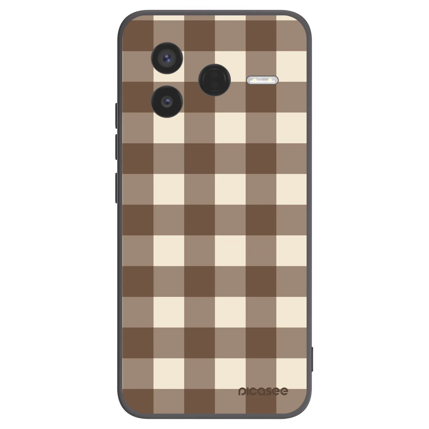 Picasee Xiaomi Poco F7 Pro 5G Hülle - Schwarzes Silikon - Brown grid