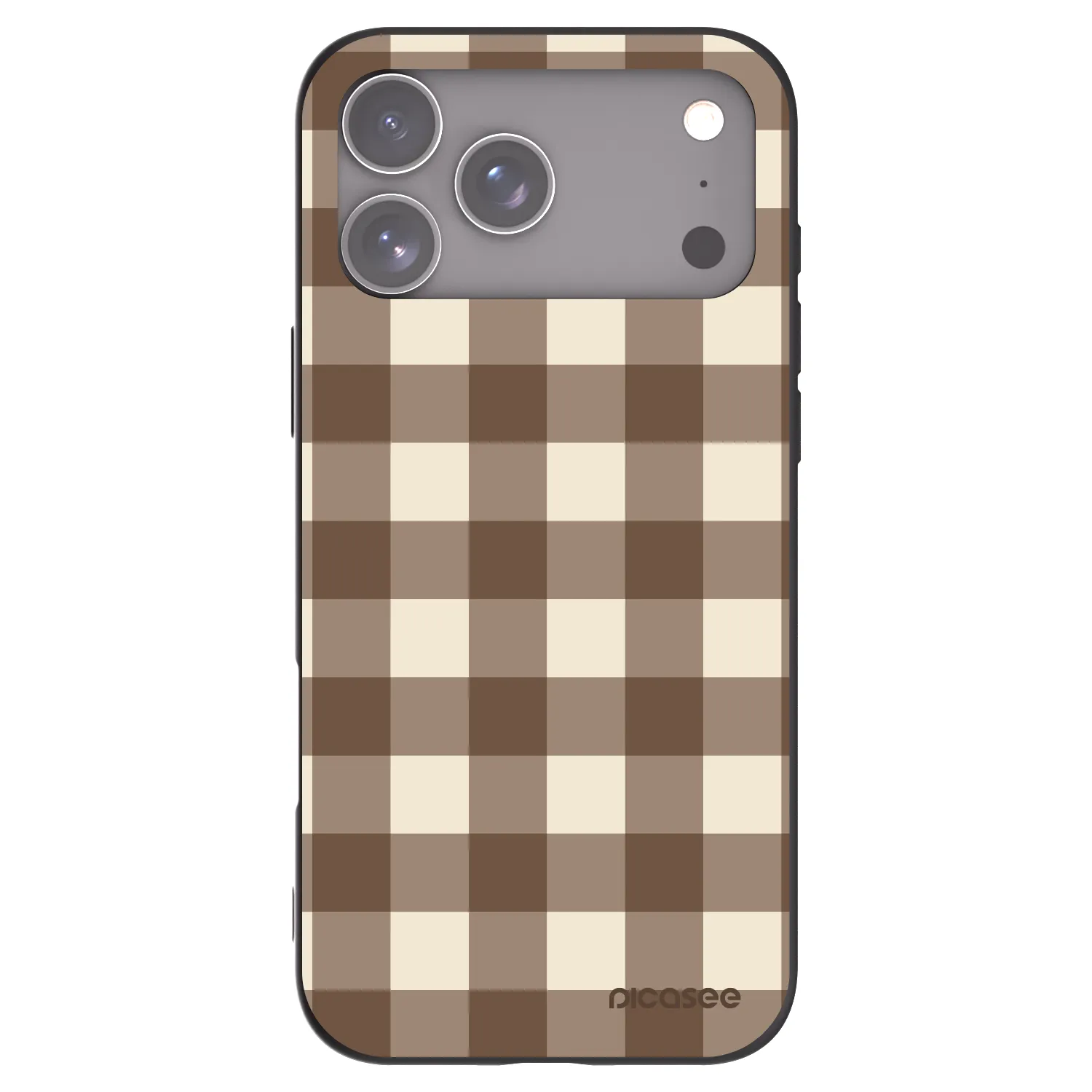 Picasee Apple iPhone 17 Pro Max Hülle - Schwarzes Silikon - Brown grid