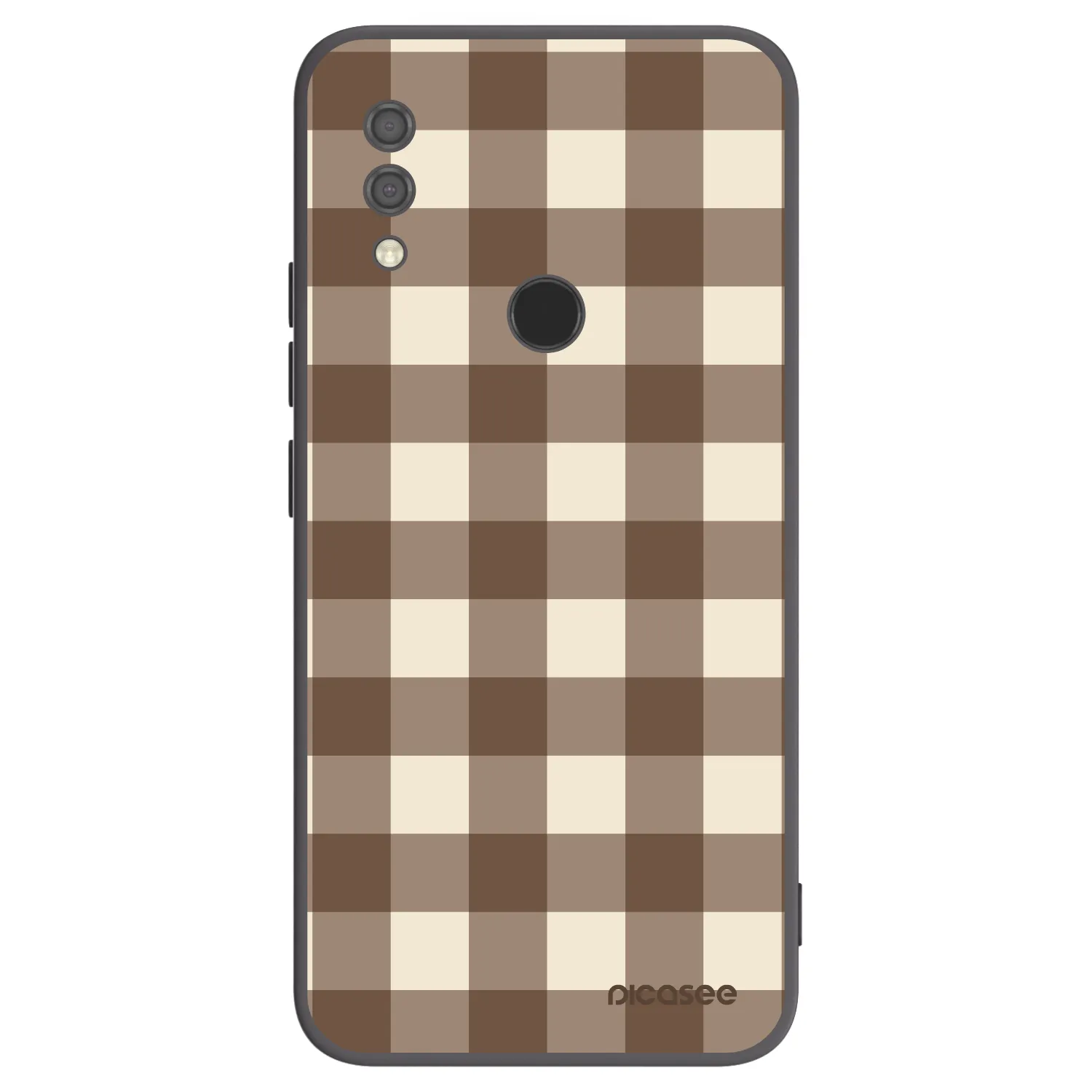 Picasee Xiaomi Redmi 7 Hülle - Schwarzes Silikon - Brown grid