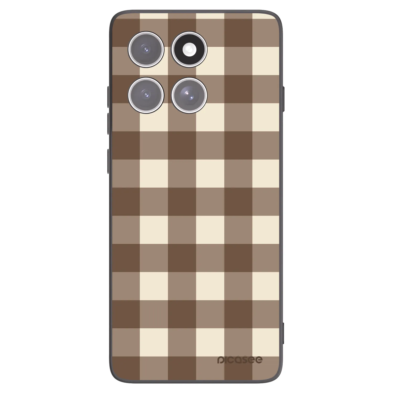 Picasee Motorola Edge 60 Pro Hülle - Schwarzes Silikon - Brown grid