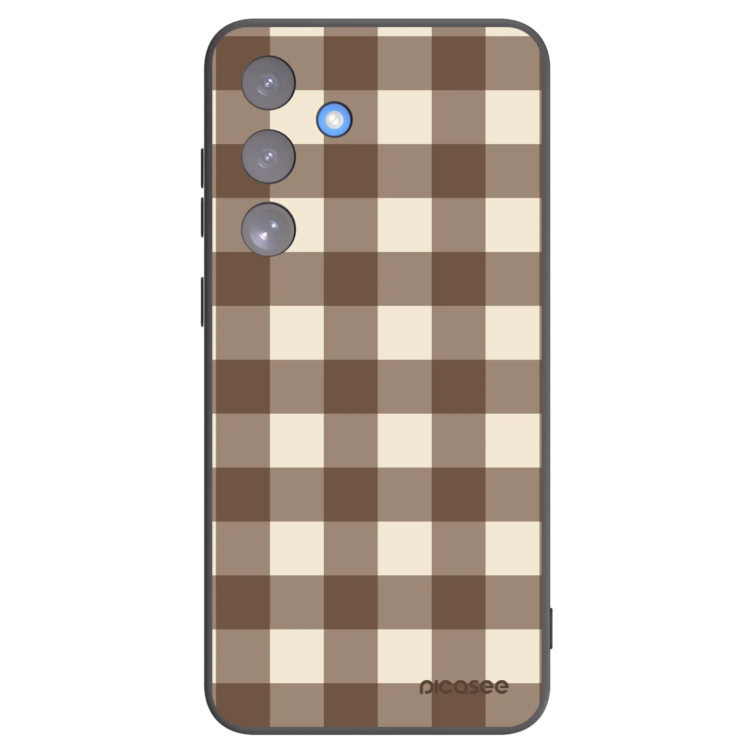 Picasee Samsung Galaxy S25 FE 5G Hülle - Schwarzes Silikon - Brown grid