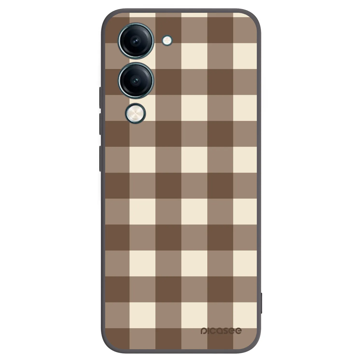 Picasee Vivo Y29s 5G Hülle - Schwarzes Silikon - Brown grid