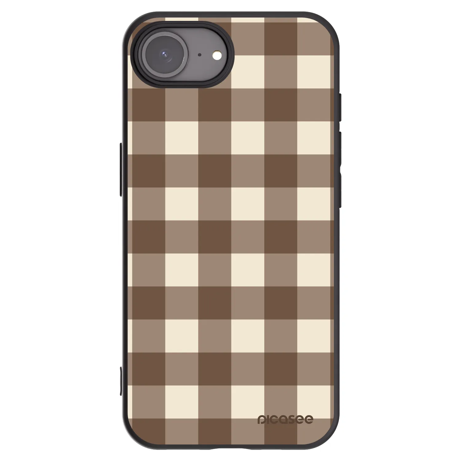 Picasee Apple iPhone 17e Hülle - Schwarzes Silikon - Brown grid