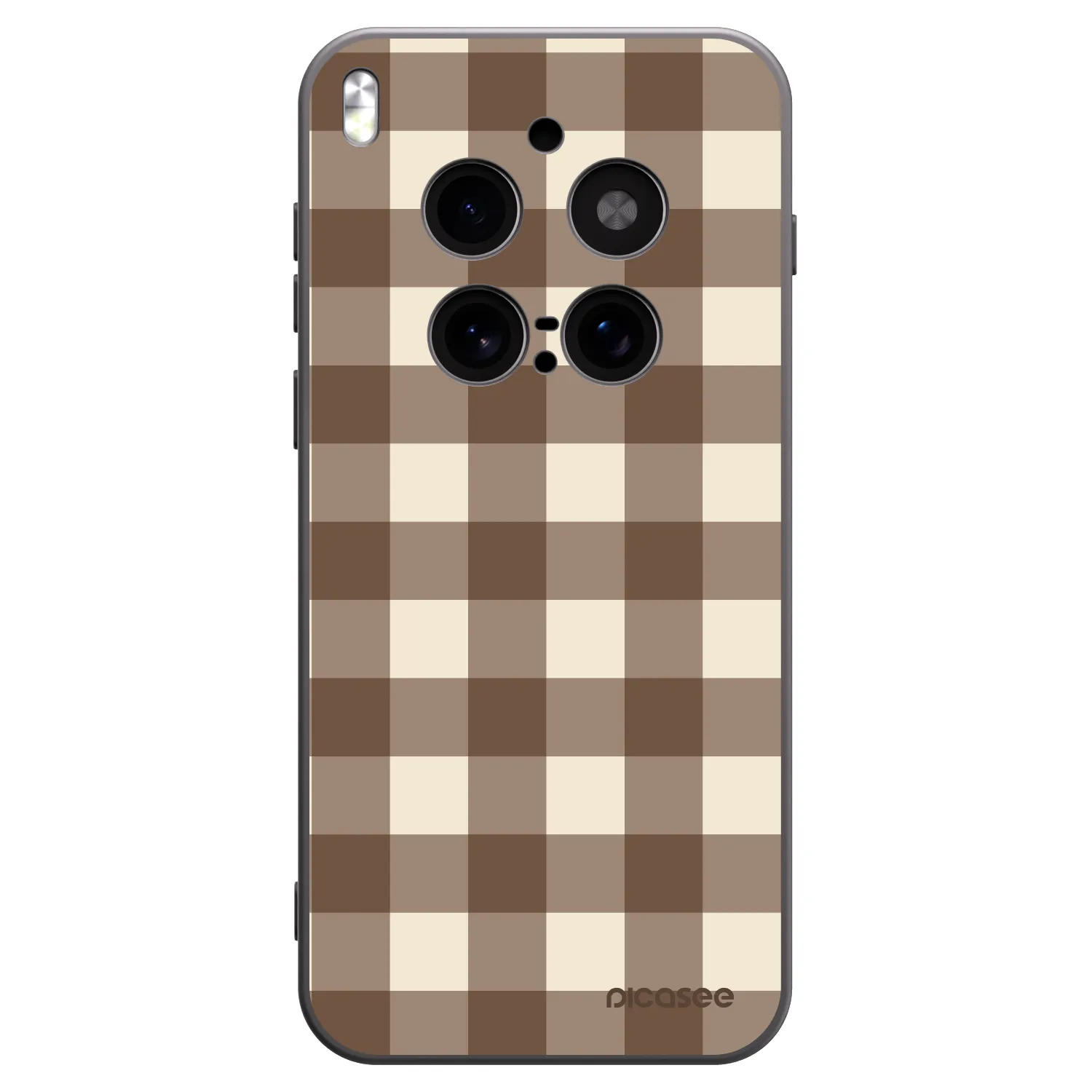 Picasee Vivo X300 Pro Hülle - Schwarzes Silikon - Brown grid