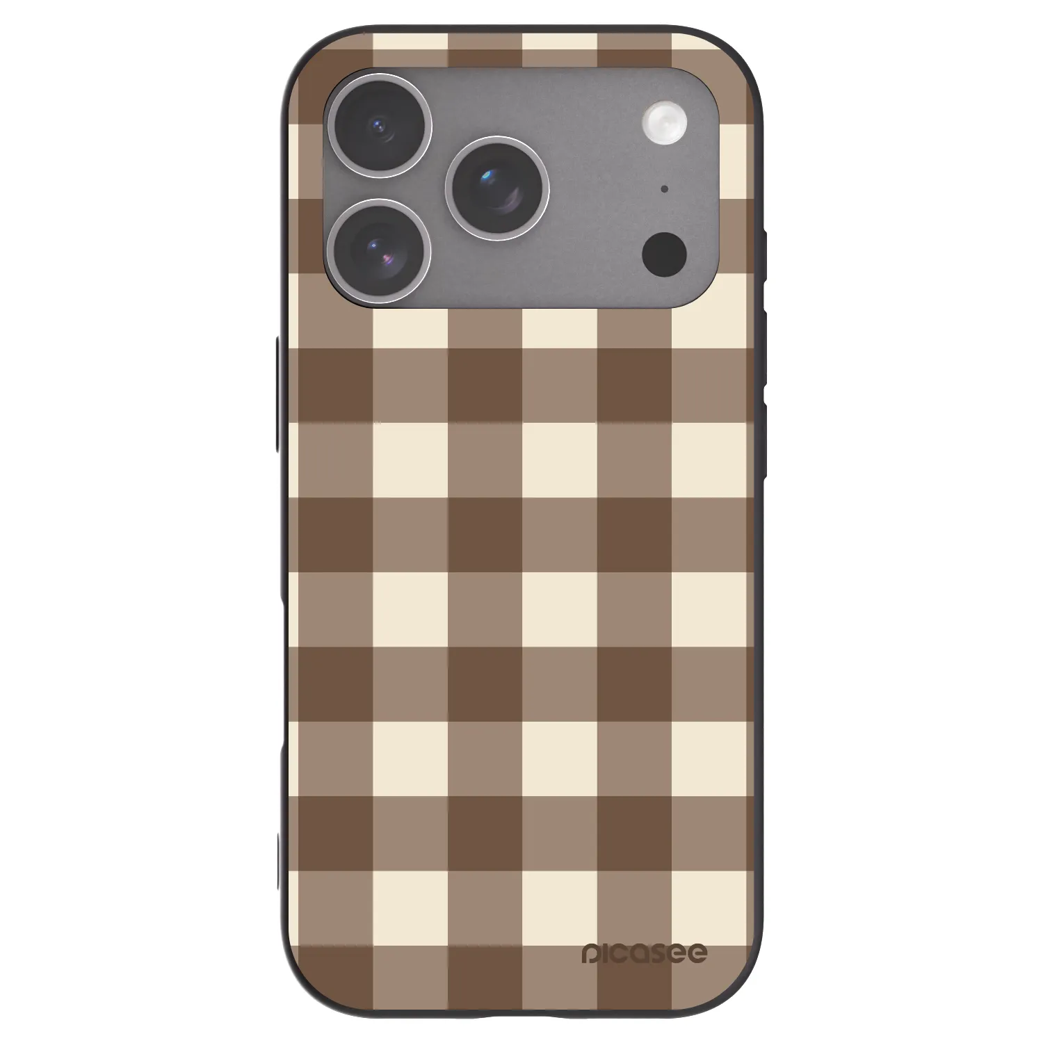 Picasee Apple iPhone 18 Pro Hülle - Schwarzes Silikon - Brown grid