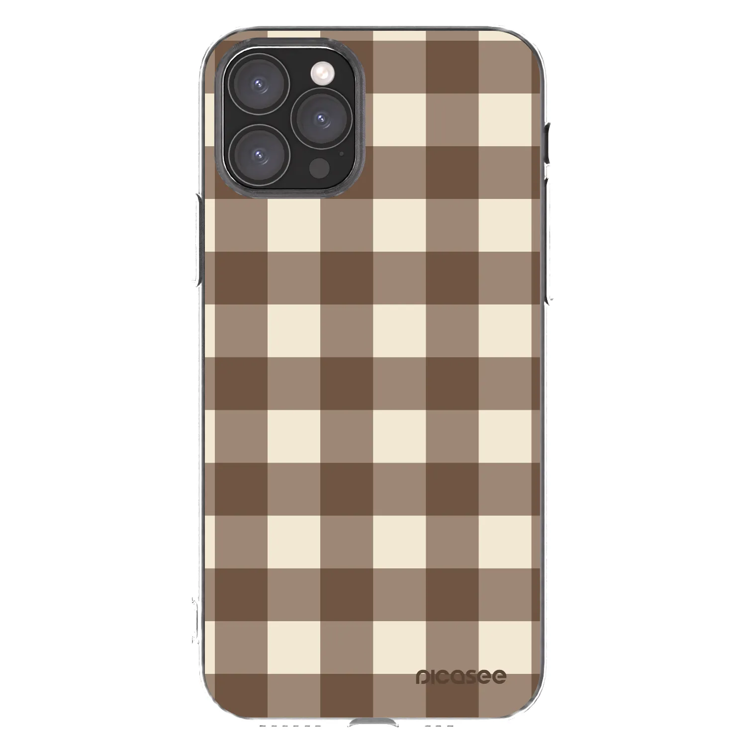 Picasee Apple iPhone 11 Pro Hülle - Transparentes Silikon - Brown grid