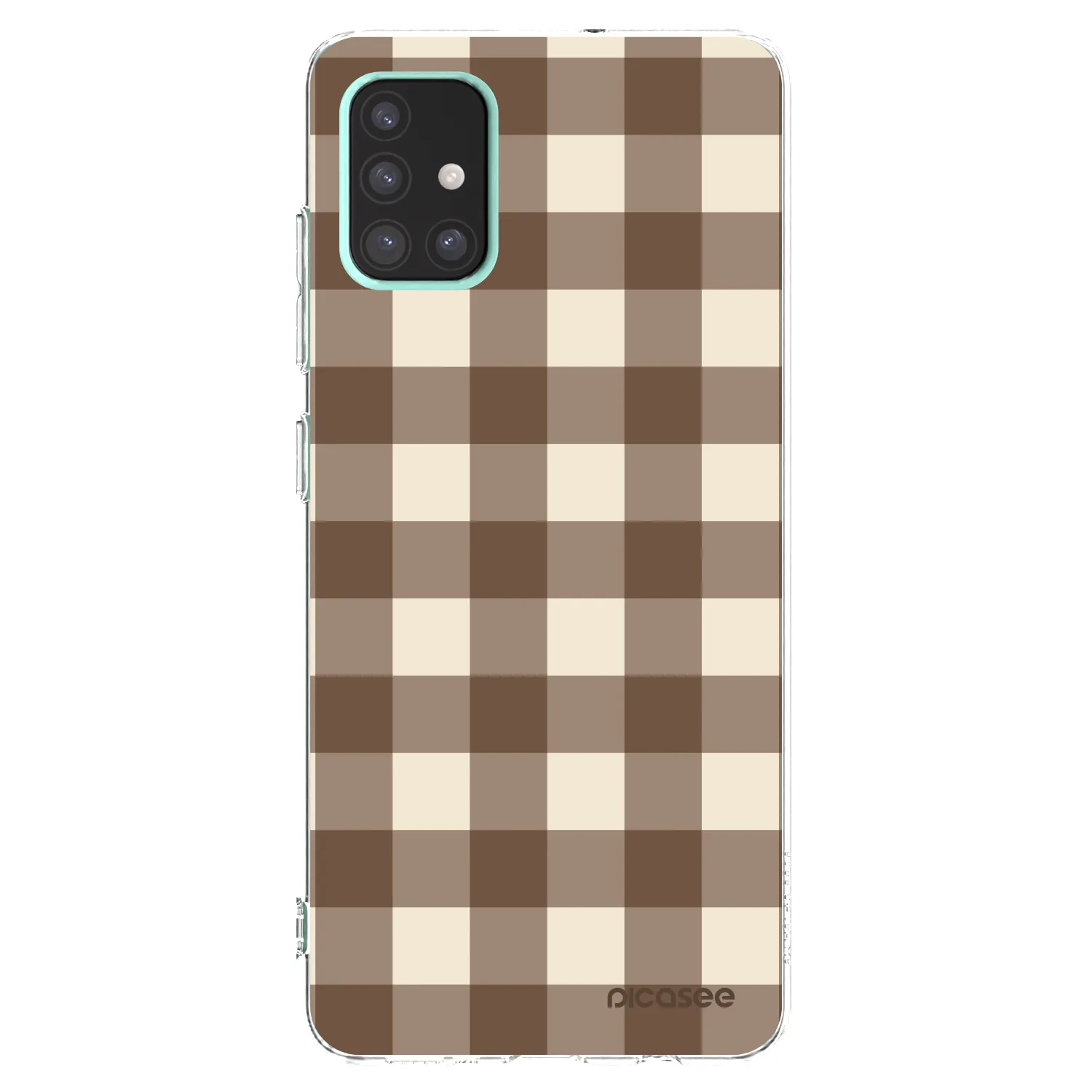 Picasee Samsung Galaxy A51 A515F Hülle - Transparentes Silikon - Brown grid
