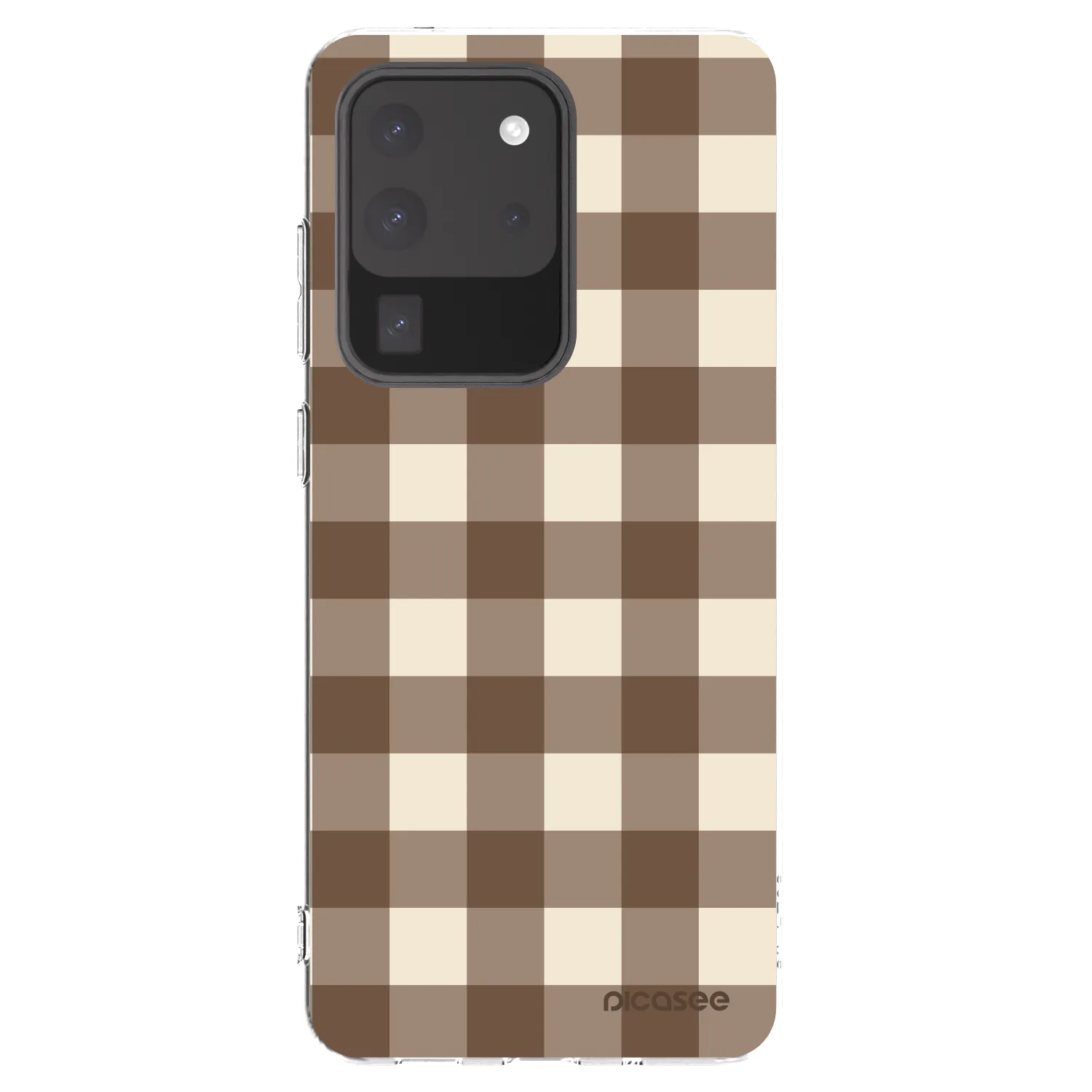 Picasee Samsung Galaxy S20 Ultra 5G G988F Hülle - Transparentes Silikon - Brown grid
