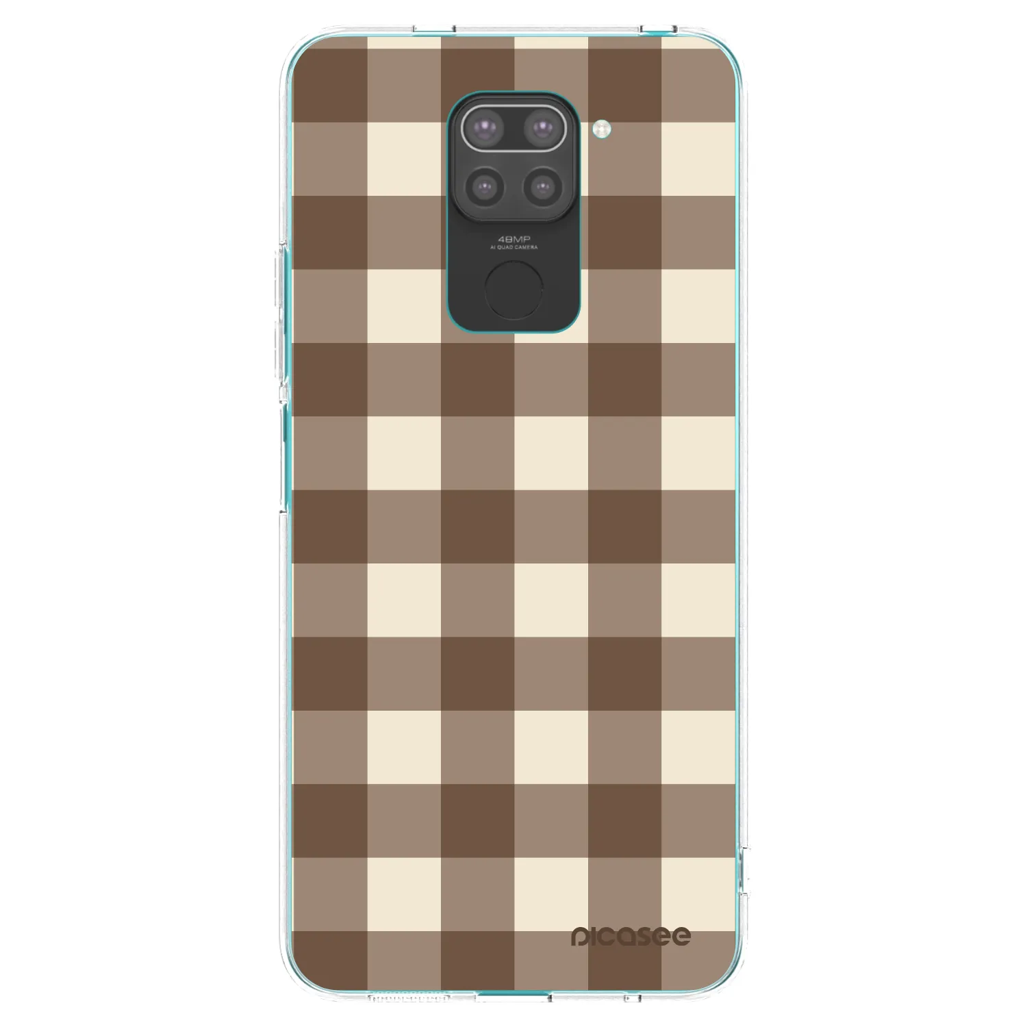 Picasee Xiaomi Redmi Note 9 Hülle - Schwarzes Silikon - Brown grid