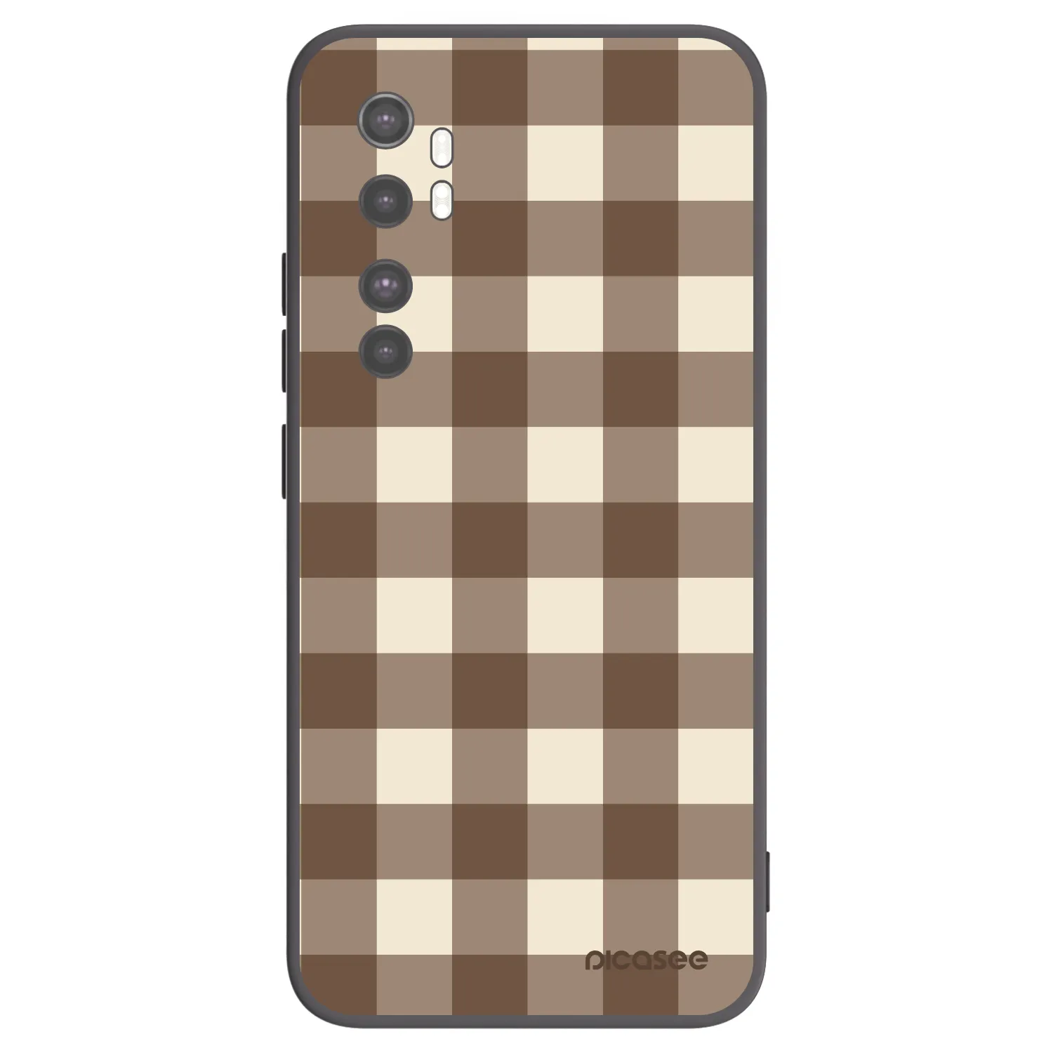 Picasee Xiaomi Mi Note 10 Lite Hülle - Schwarzes Silikon - Brown grid