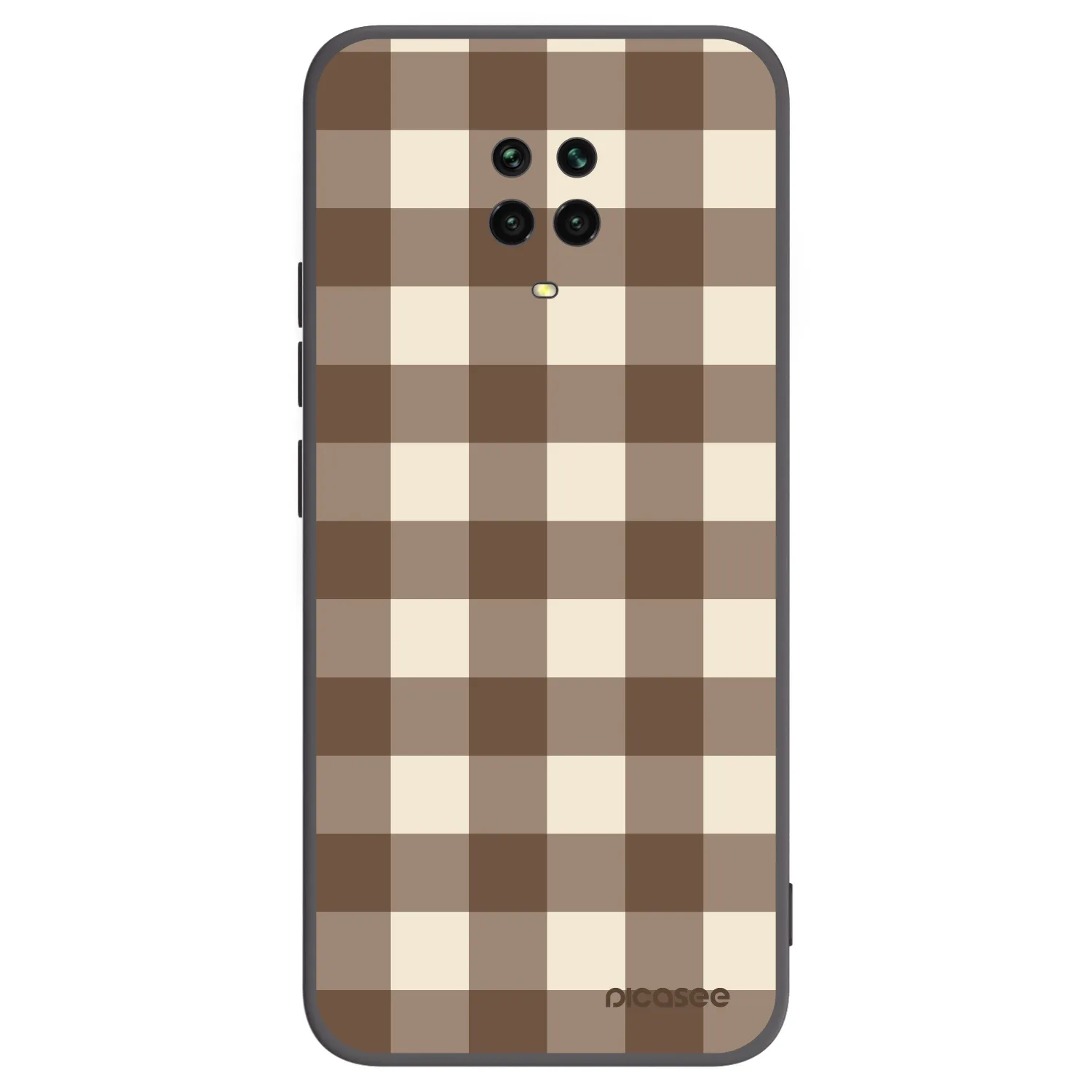 Picasee Xiaomi Redmi Note 9S Hülle - Schwarzes Silikon - Brown grid