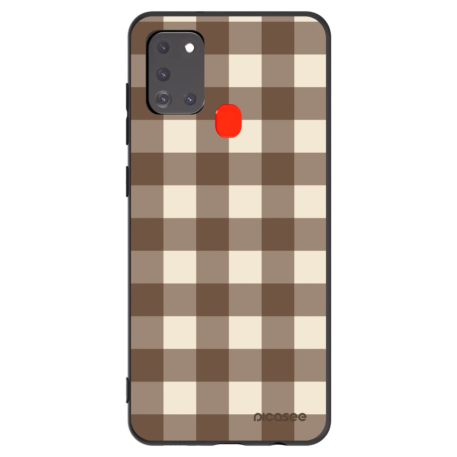 Picasee Samsung Galaxy A21s Hülle - Schwarzes Silikon - Brown grid