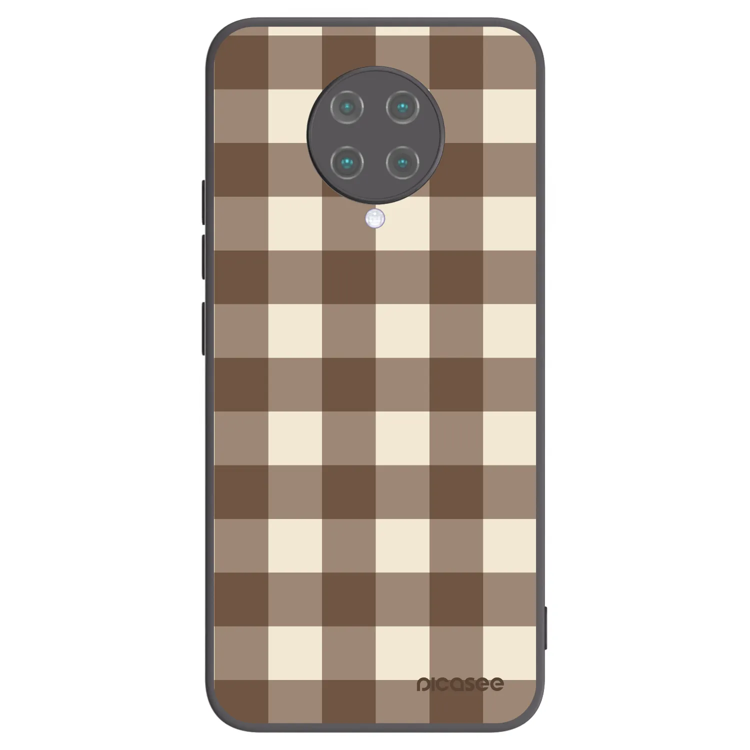 Picasee Xiaomi Poco F2 Pro Hülle - Schwarzes Silikon - Brown grid