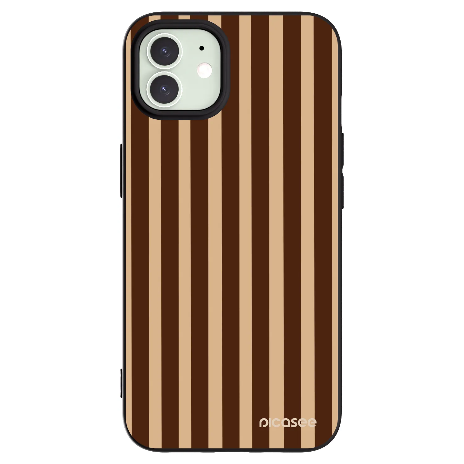 Picasee Apple iPhone 12 Hülle - Schwarzes Silikon - Brown lines