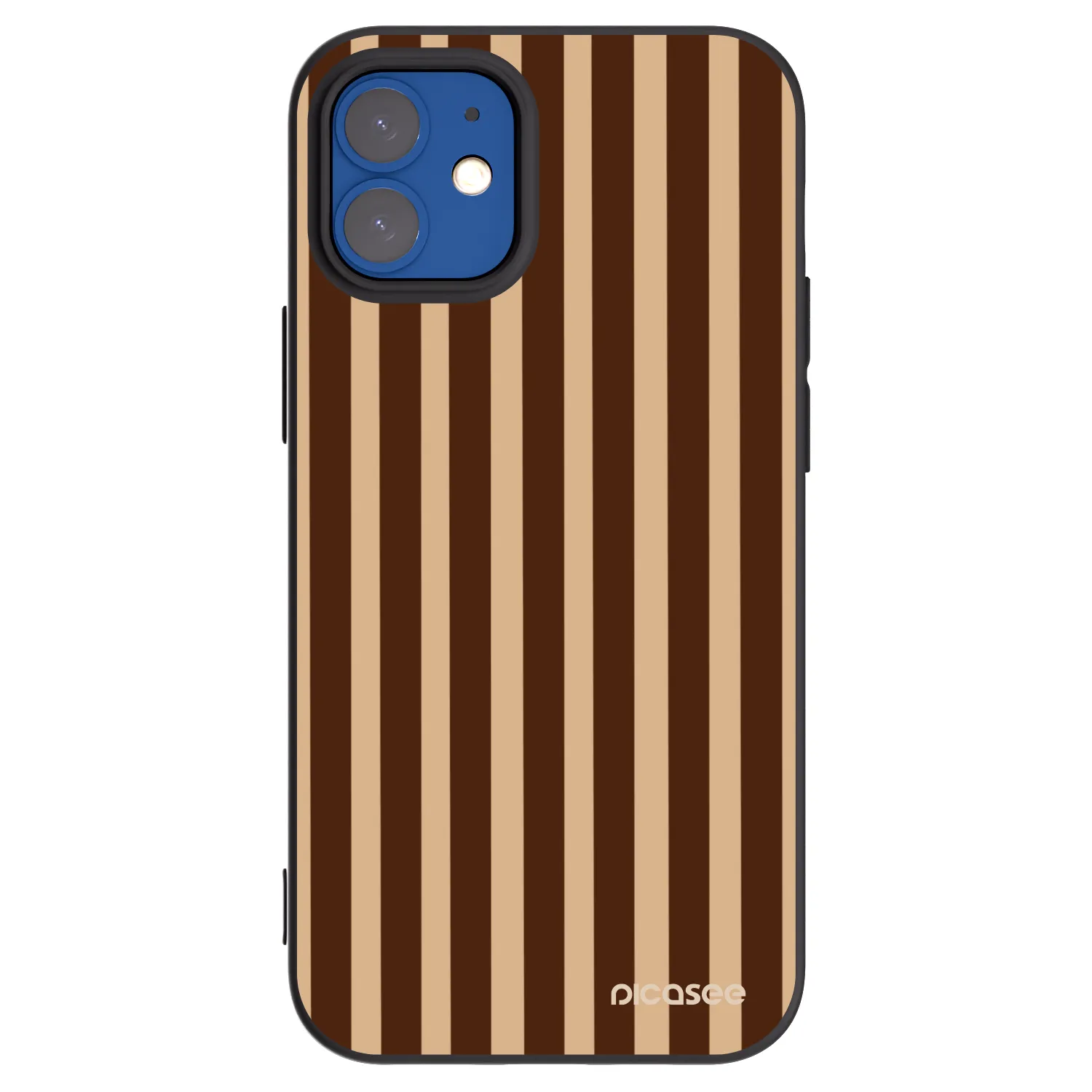 Picasee Apple iPhone 12 mini Hülle - Schwarzes Silikon - Brown lines