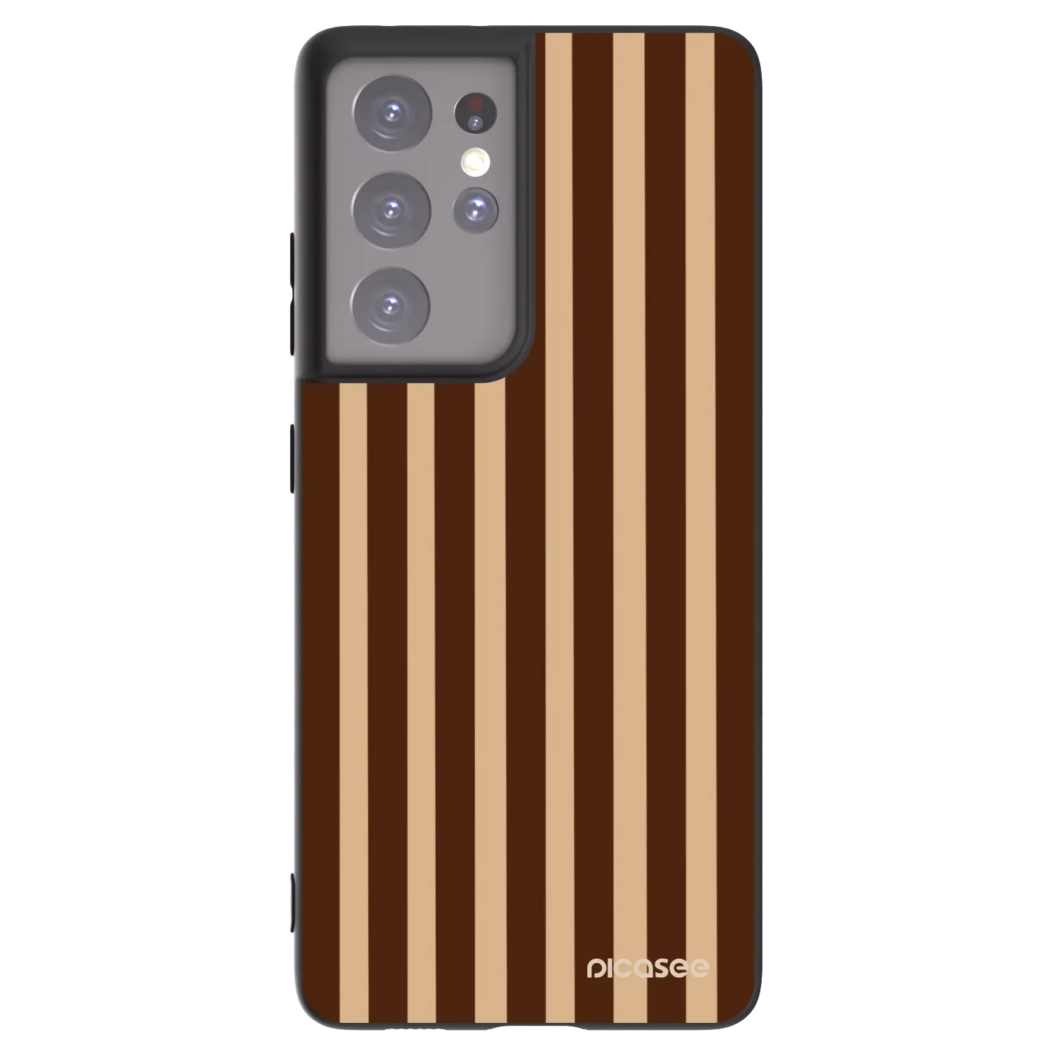 Picasee Samsung Galaxy S21 Ultra 5G G998B Hülle - Schwarzes Silikon - Brown lines