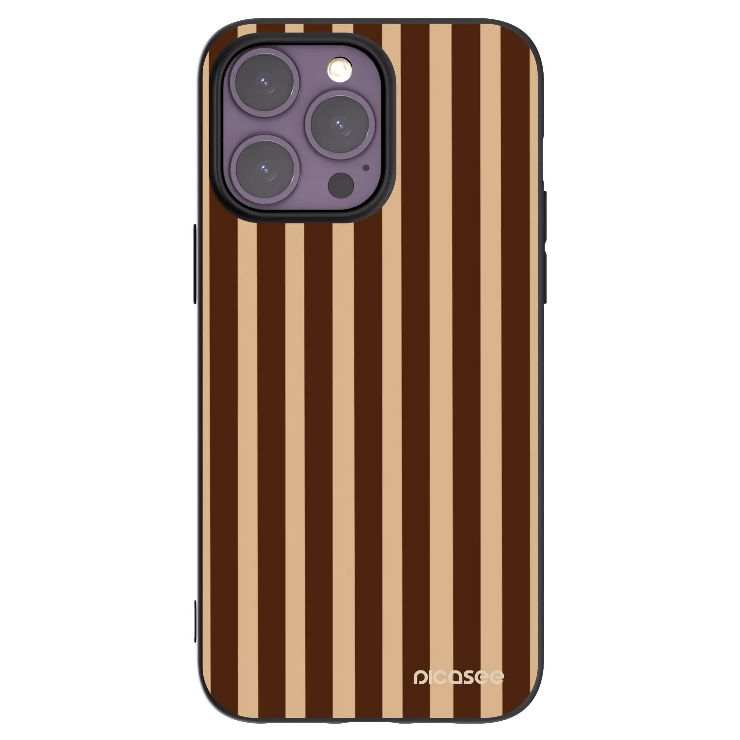Picasee Apple iPhone 14 Pro Max Hülle - Schwarzes Silikon - Brown lines
