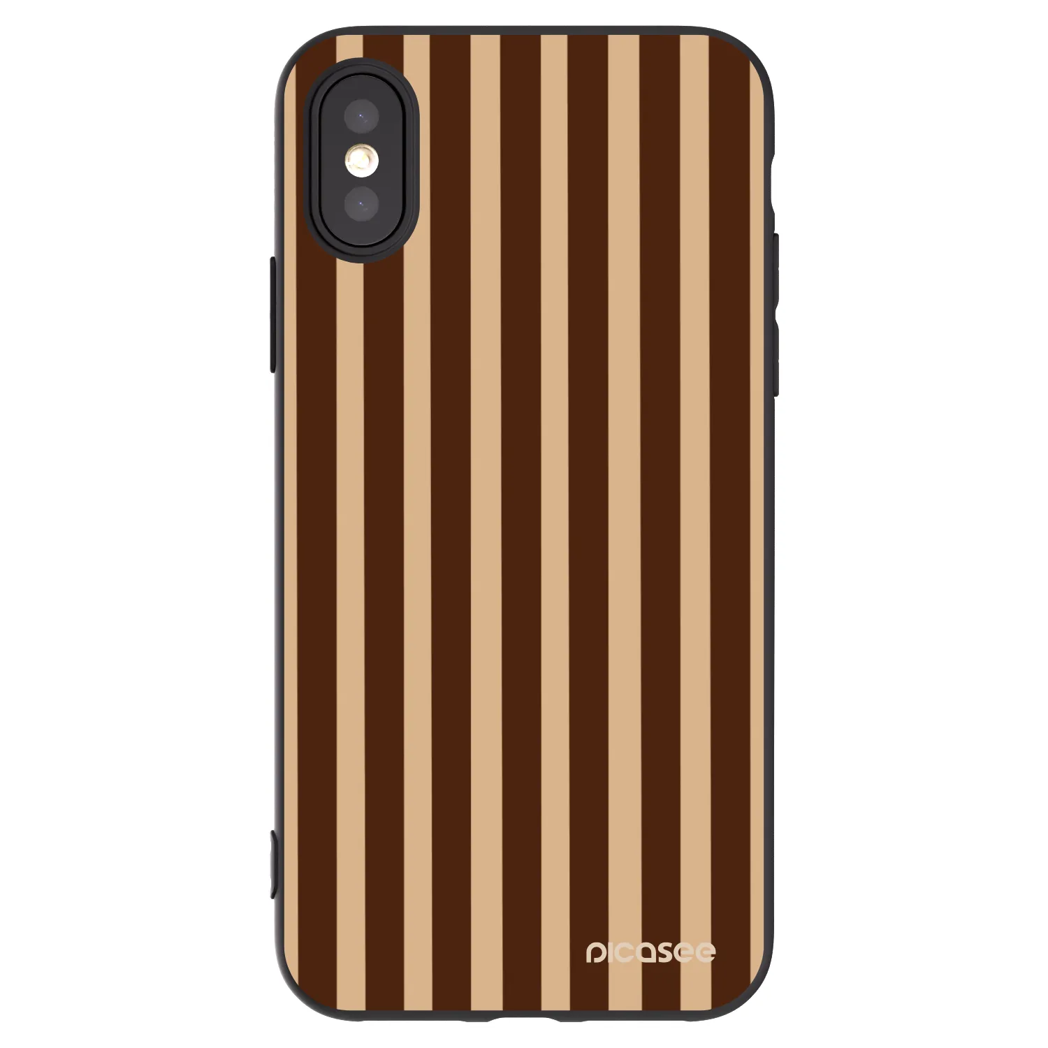 Picasee Apple iPhone X/XS Hülle - Schwarzes Silikon - Brown lines