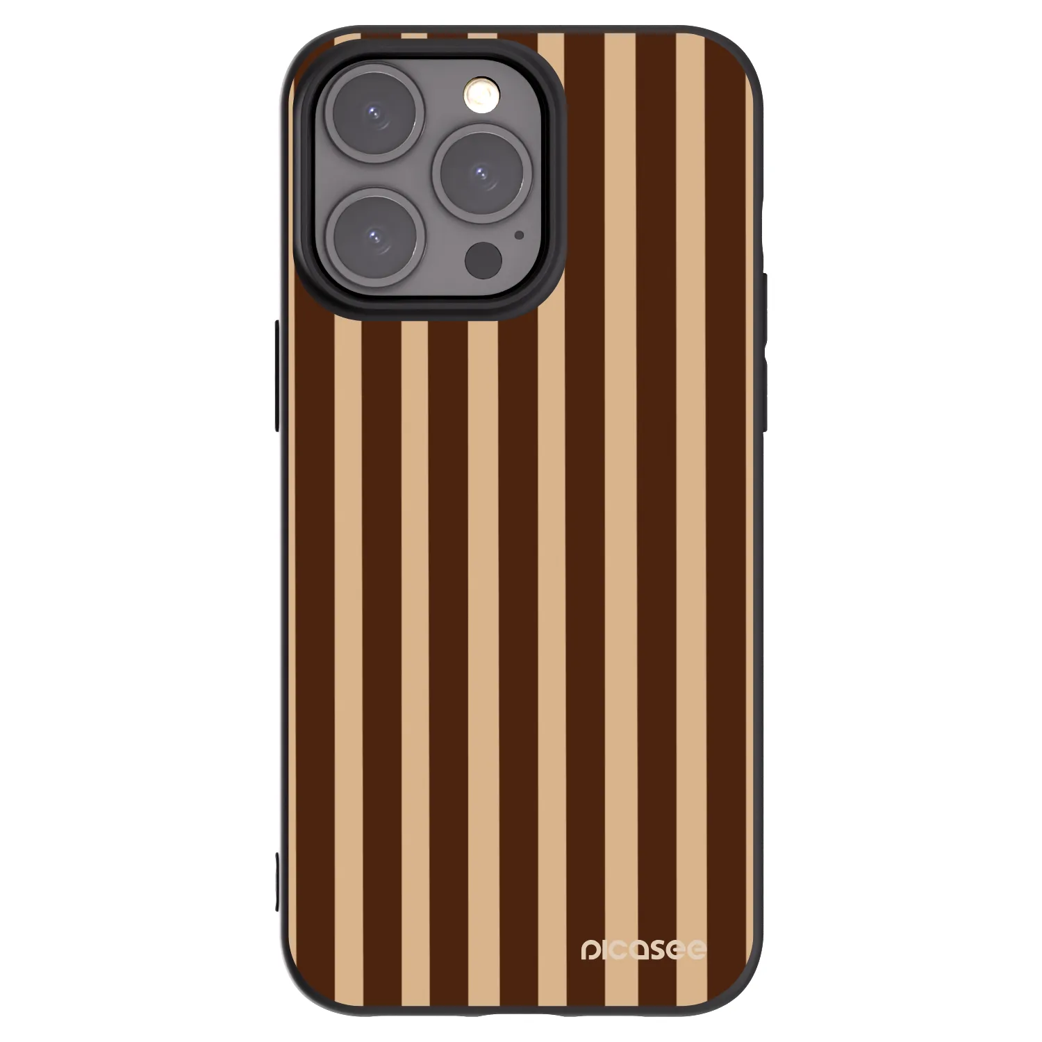 Picasee Apple iPhone 15 Pro Max Hülle - Schwarzes Silikon - Brown lines