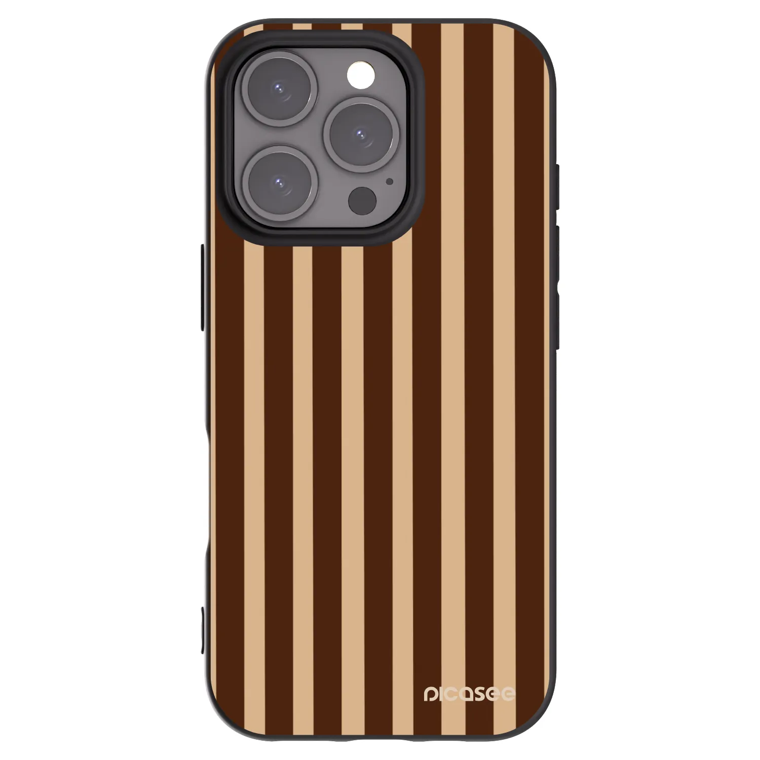 Picasee Apple iPhone 16 Pro Hülle - Schwarzes Silikon - Brown lines