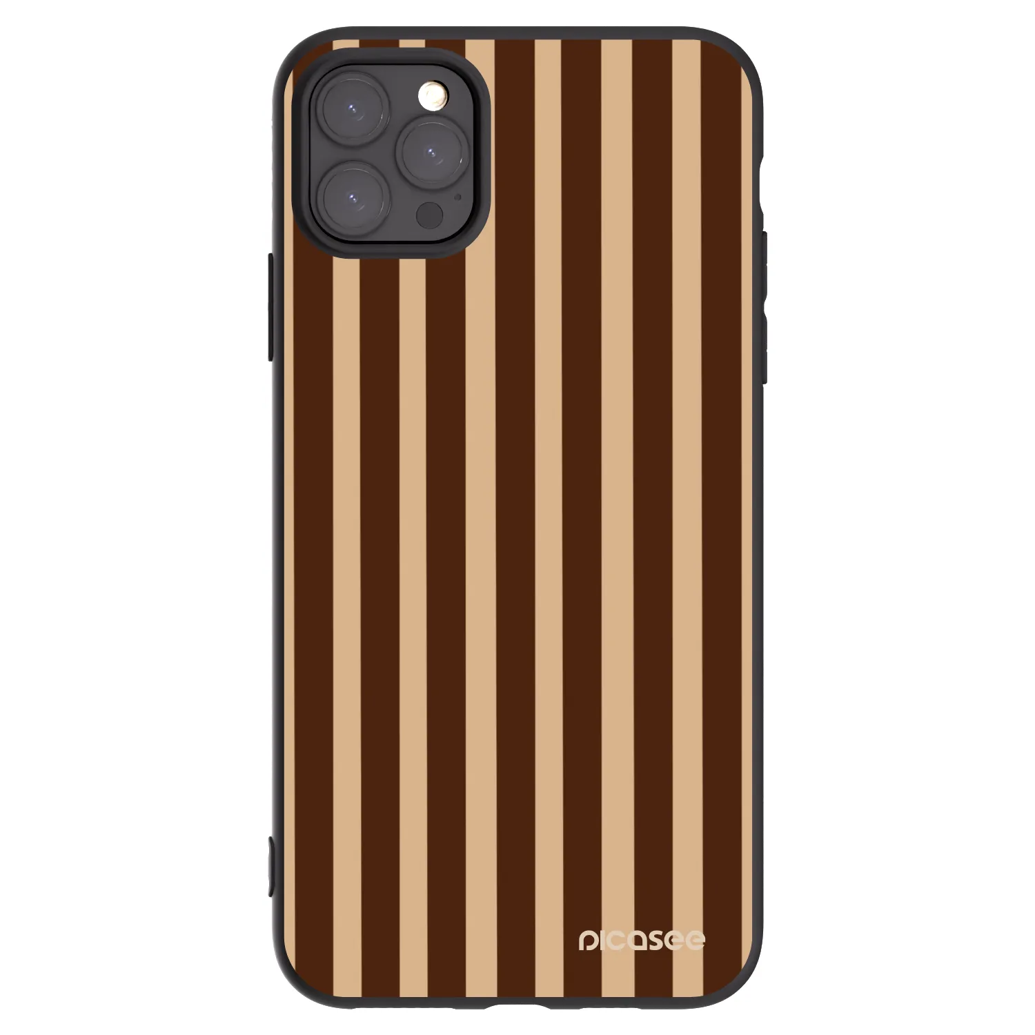 Picasee Apple iPhone 11 Pro Max Hülle - Schwarzes Silikon - Brown lines
