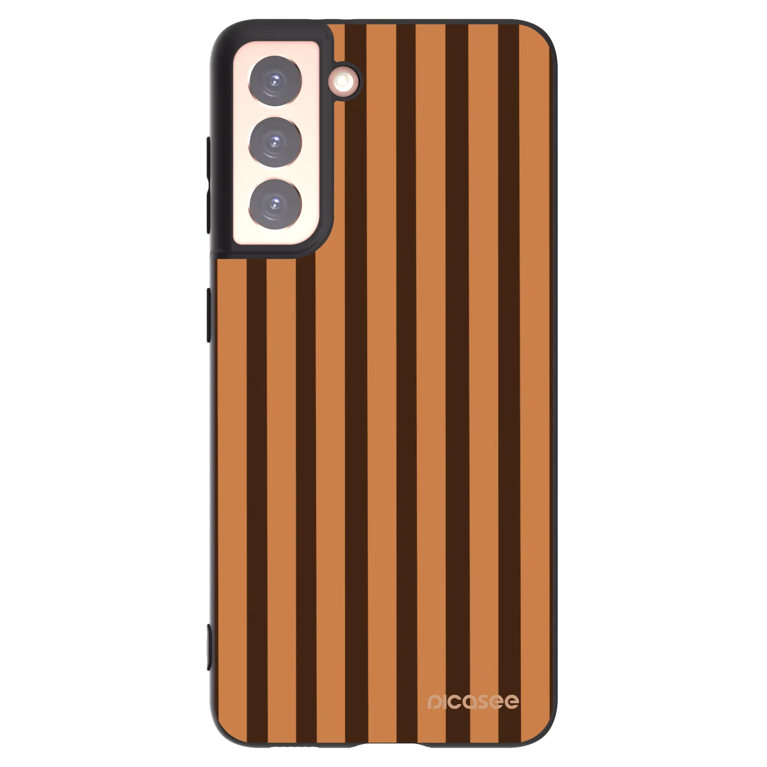 Picasee Samsung Galaxy S21 5G G991B Hülle - Schwarzes Silikon - Caramel lines