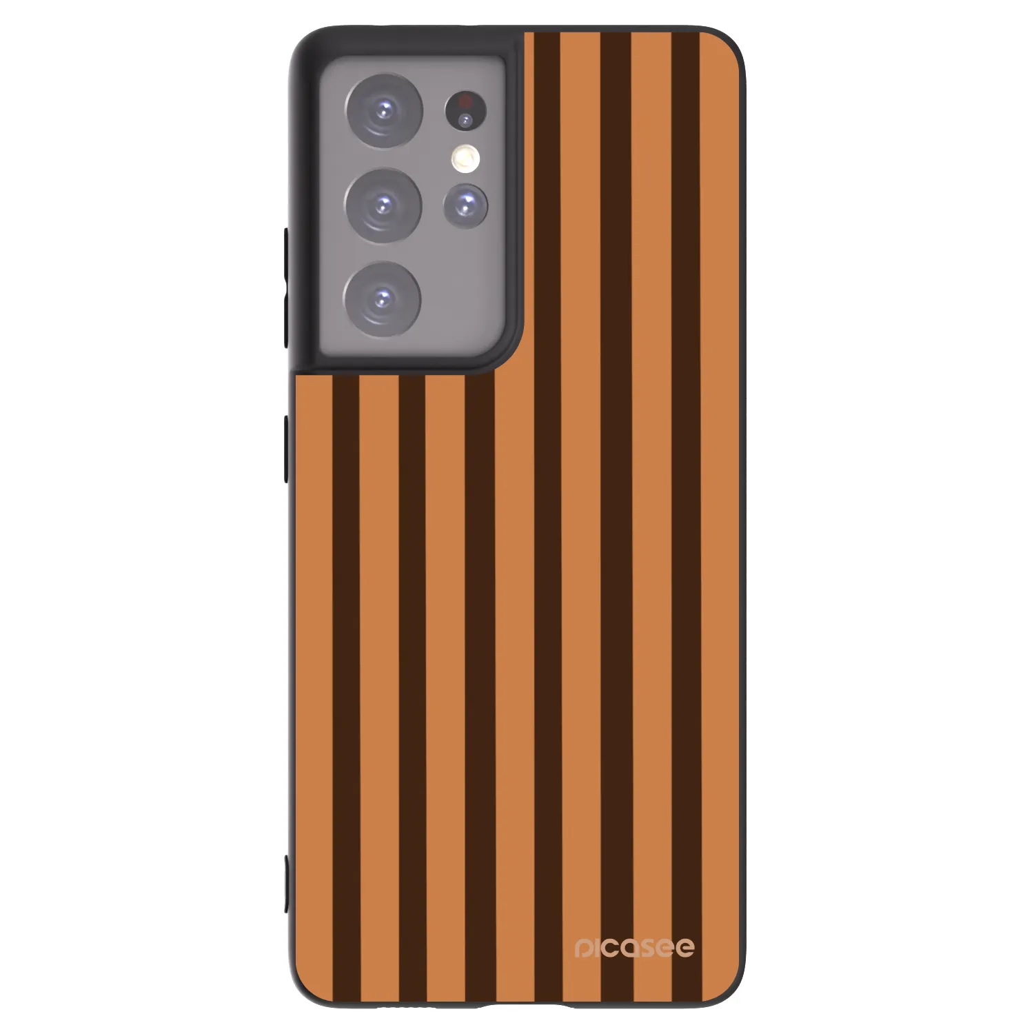 Picasee Samsung Galaxy S21 Ultra 5G G998B Hülle - Schwarzes Silikon - Caramel lines