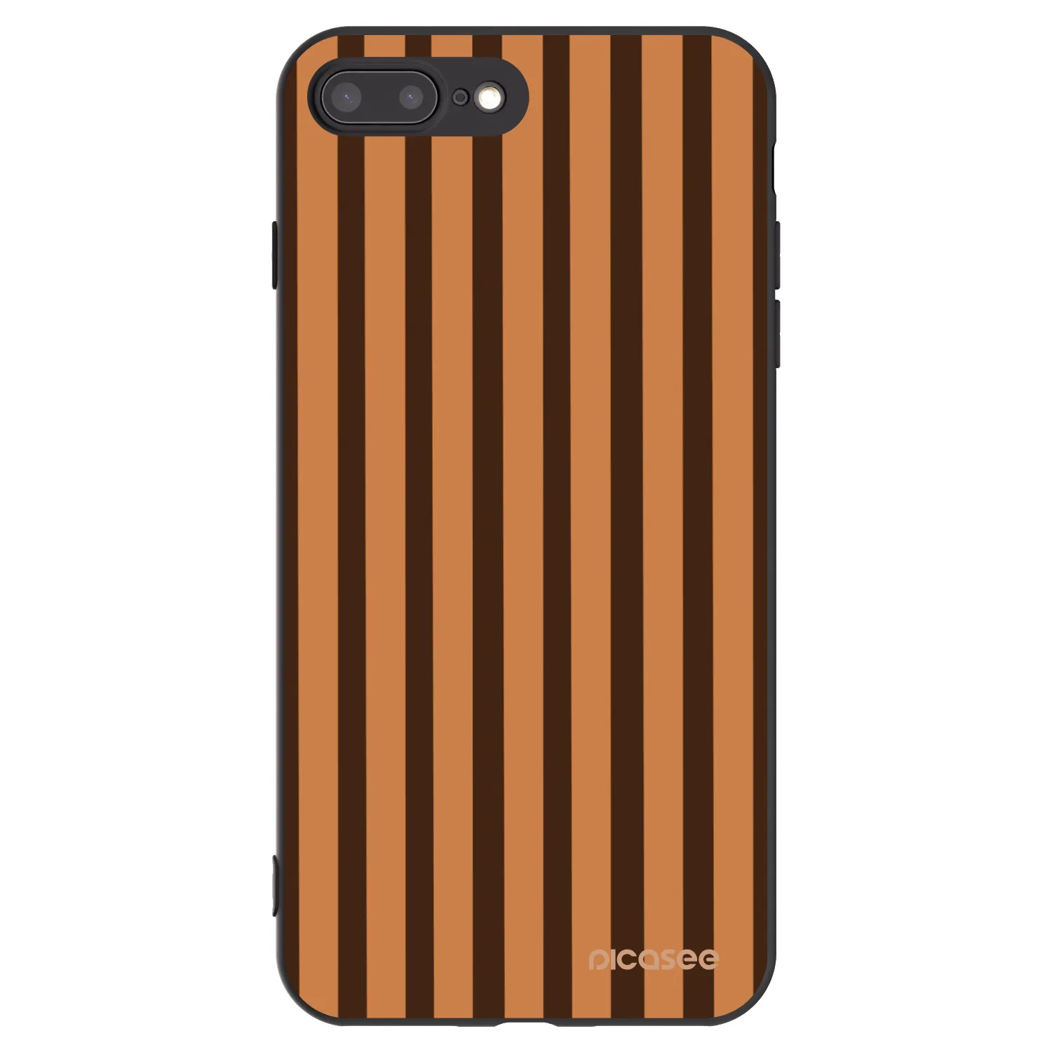 Picasee Apple iPhone 8 Plus Hülle - Schwarzes Silikon - Caramel lines