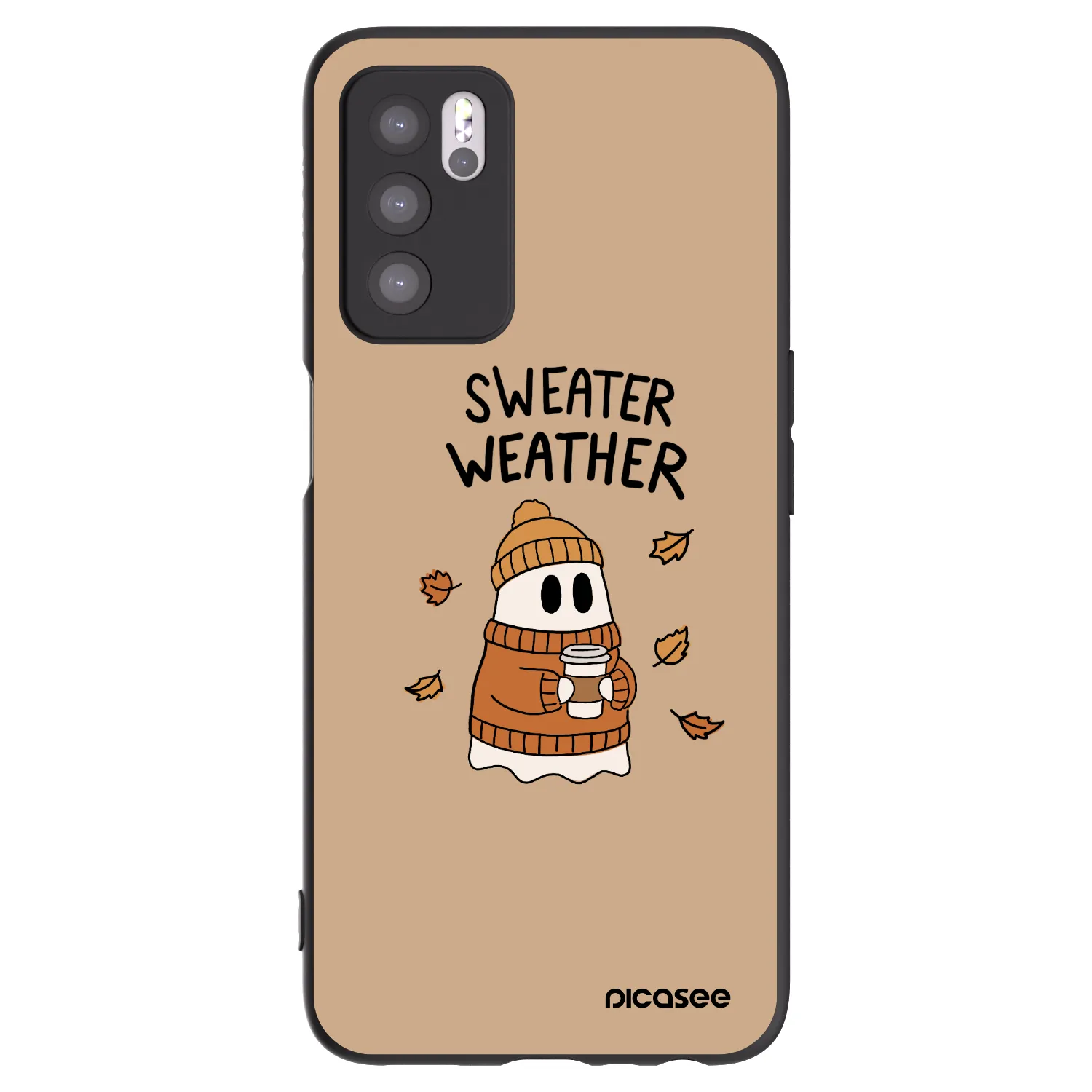 Picasee OPPO A16 Hülle - Schwarzes Silikon - Sweater ghost
