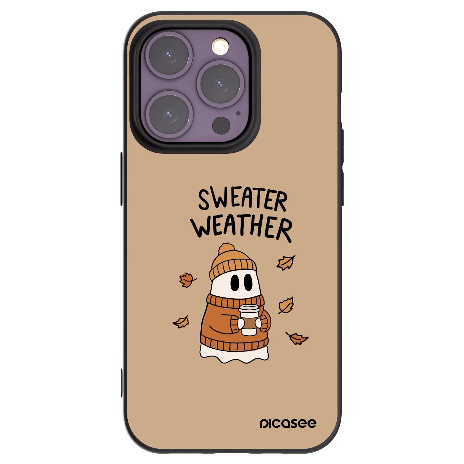 Picasee Apple iPhone 14 Pro Hülle - Schwarzes Silikon - Sweater ghost